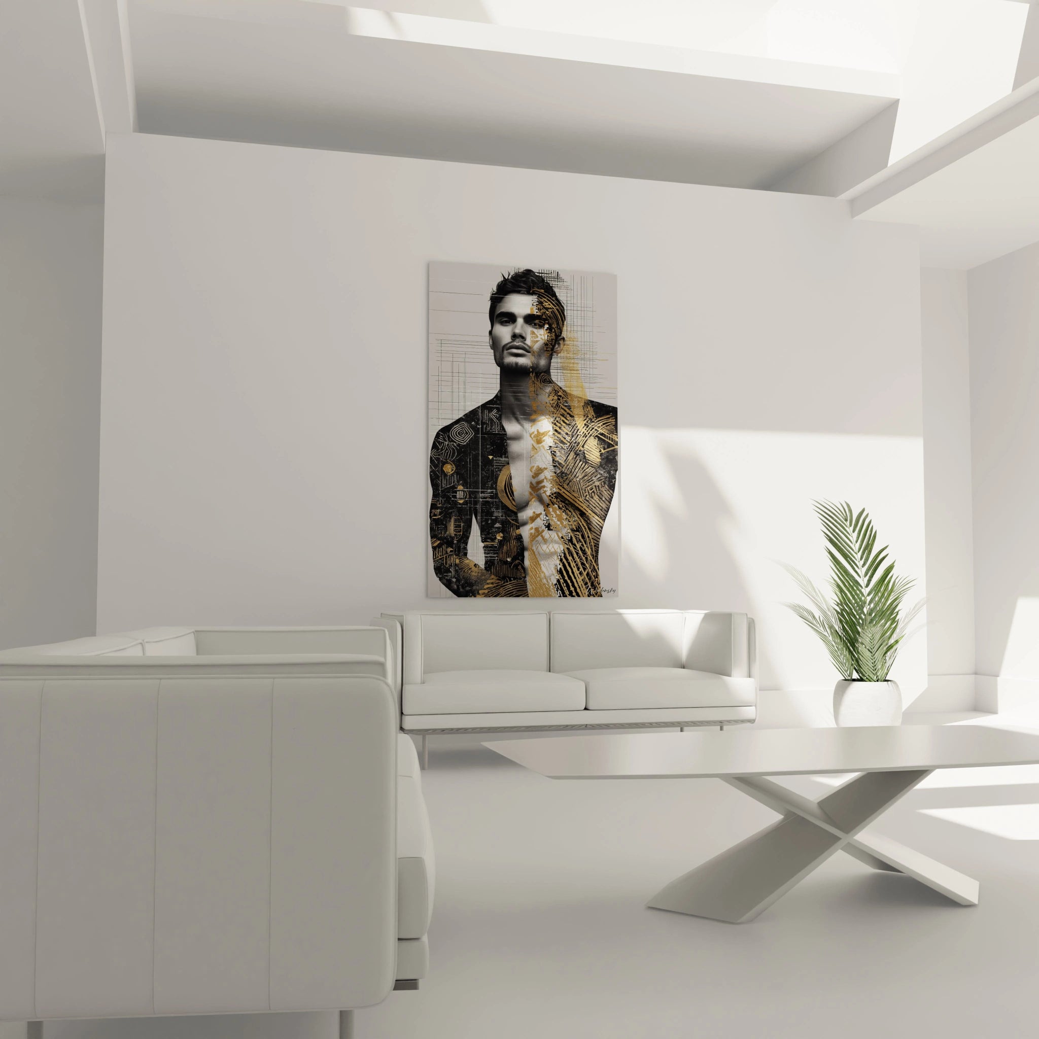 Tableau homme moderne de Walensky, représentant un portrait artistique dans un décor contemporain