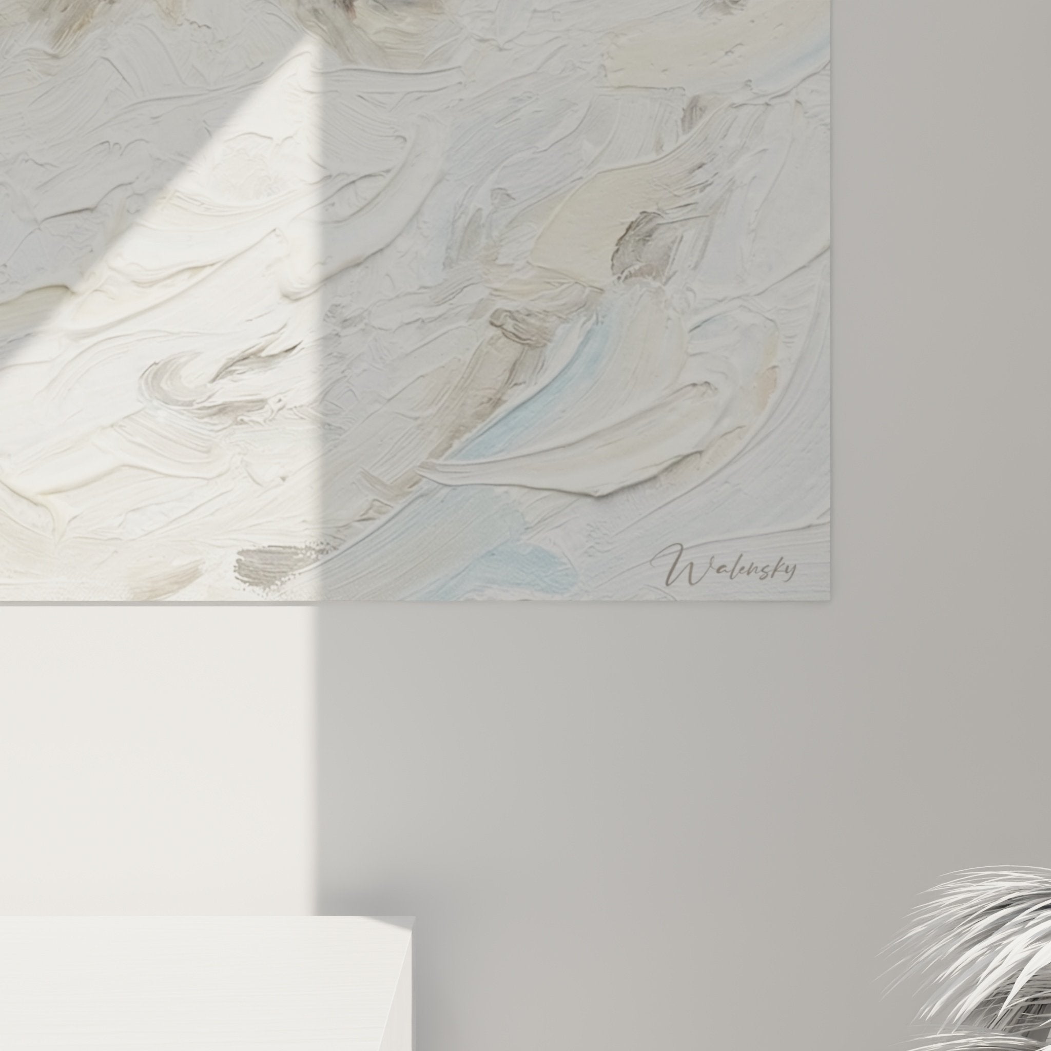 Vista d'insieme quadro husky neve stampa murale soggiorno moderno illuminazione naturale allestimento decorativo