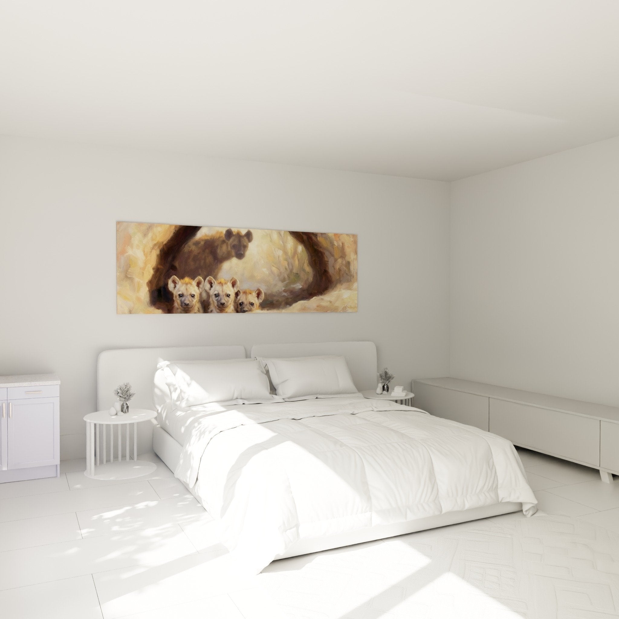 Hyänenfamilie im goldenen Bau an der Wand aufgehängt Schlafzimmer afrikanische Wanddekoration
