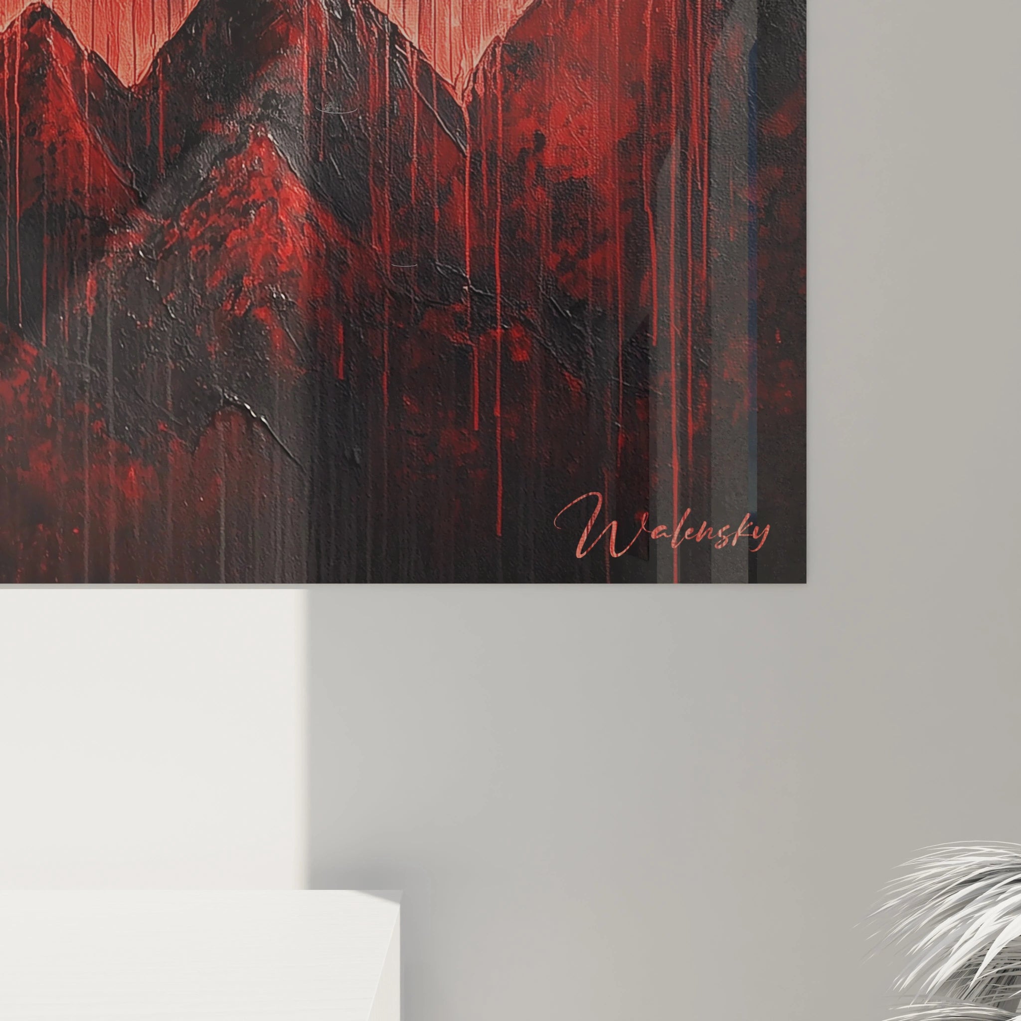 Tableau Incendie Montagne Rouge - édition peinture abstrait - Walensky