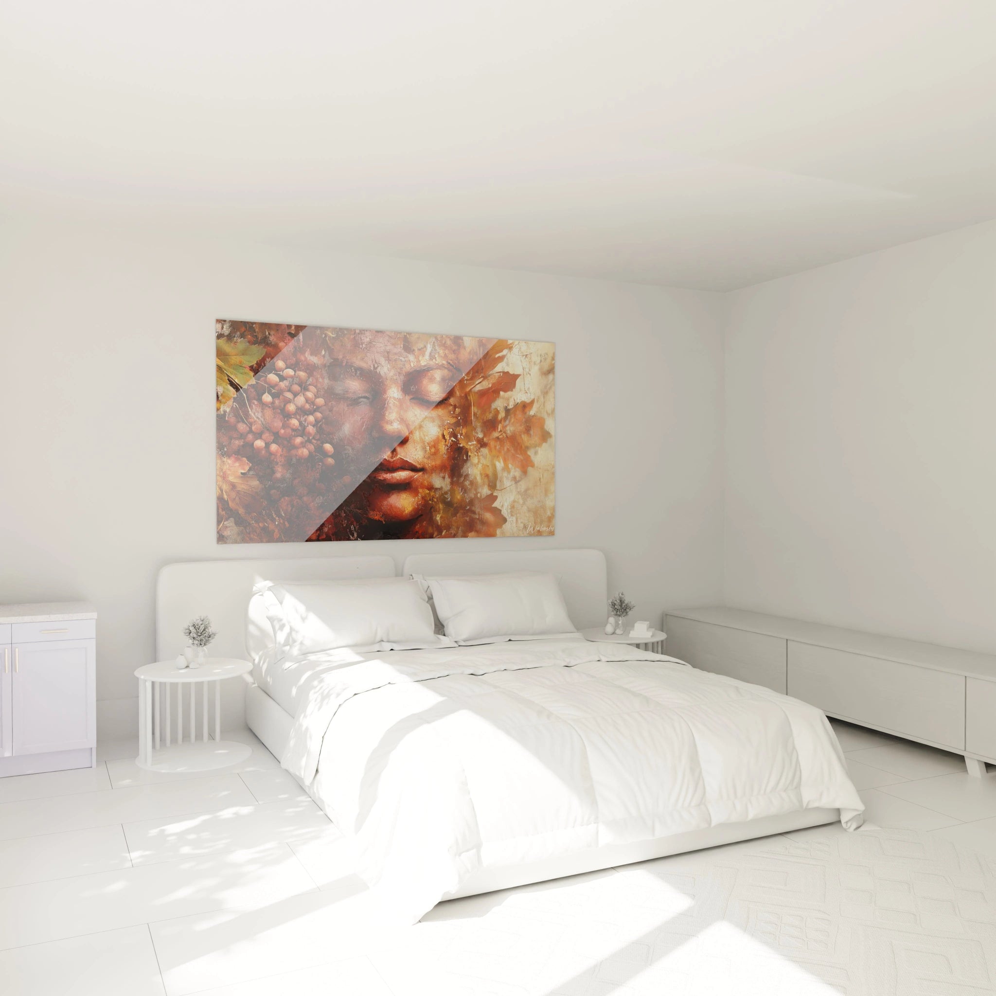 Un tableau Giuseppe Arcimboldo où un visage humain se confond avec des éléments naturels, dominé par des tons chauds de bronze et d’orange, avec un effet texturé de reliefs et de transparences.