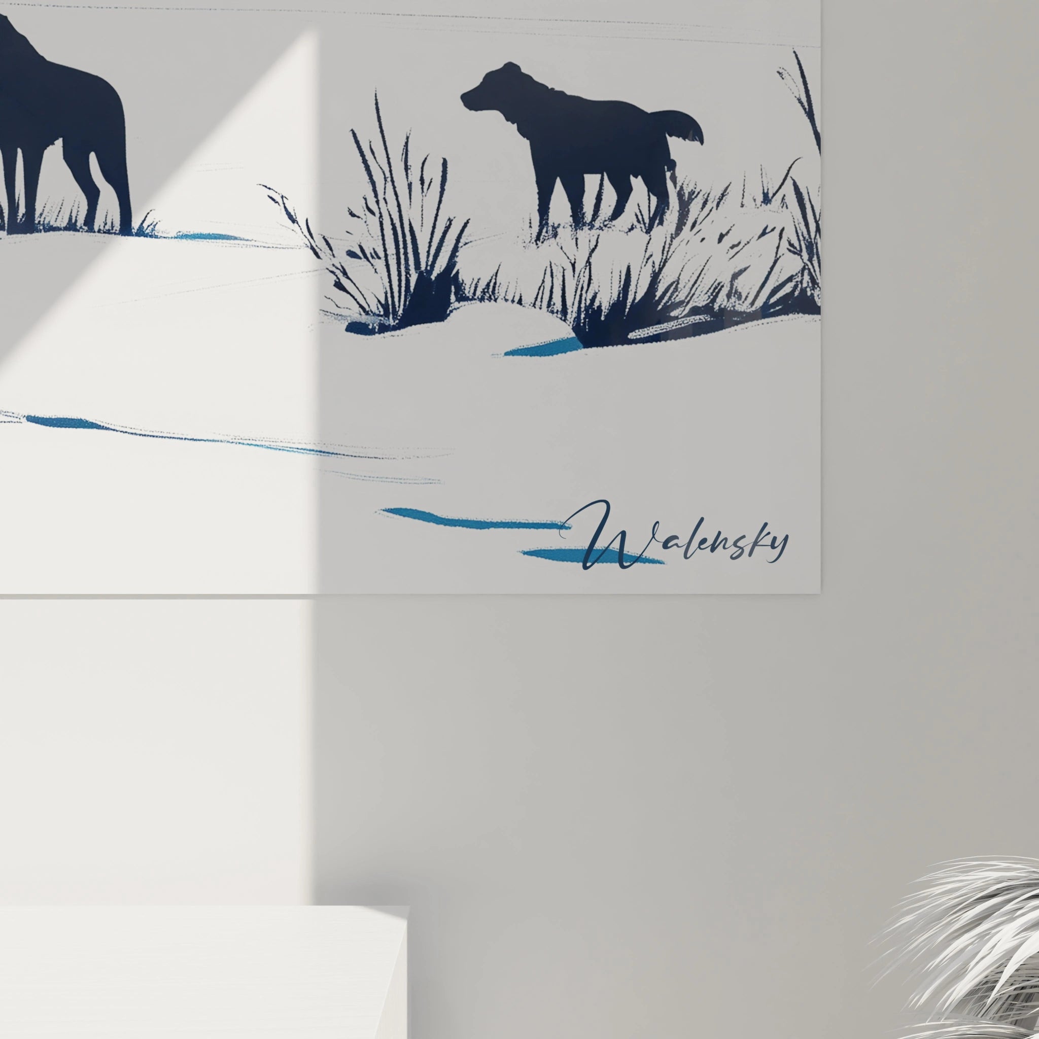 Un tableau Pieter Bruegel l'Ancien représentant une plaine enneigée sous un ciel nocturne, avec des figures en ombre portée et des effets de contraste entre la lumière de la neige et l’obscurité de la forêt.