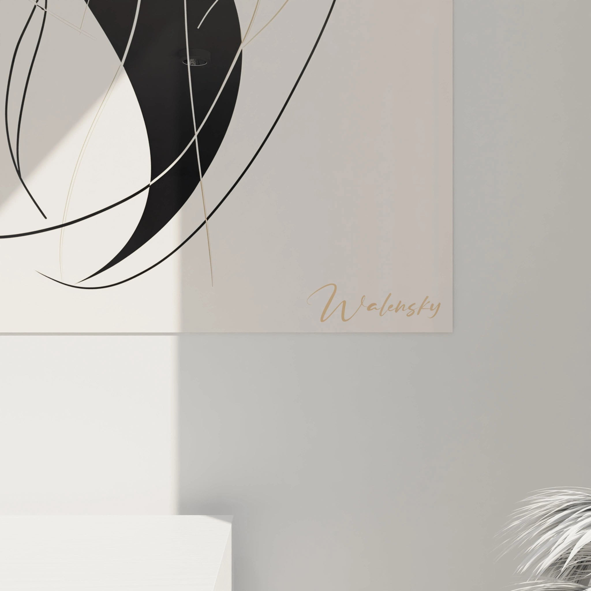 Un tableau Georges Braque présentant une silhouette simplifiée et allongée tenant une guitare, avec des zones noires et beiges en aplats, des lignes sinueuses et un arrière-plan uni de couleur blanche.