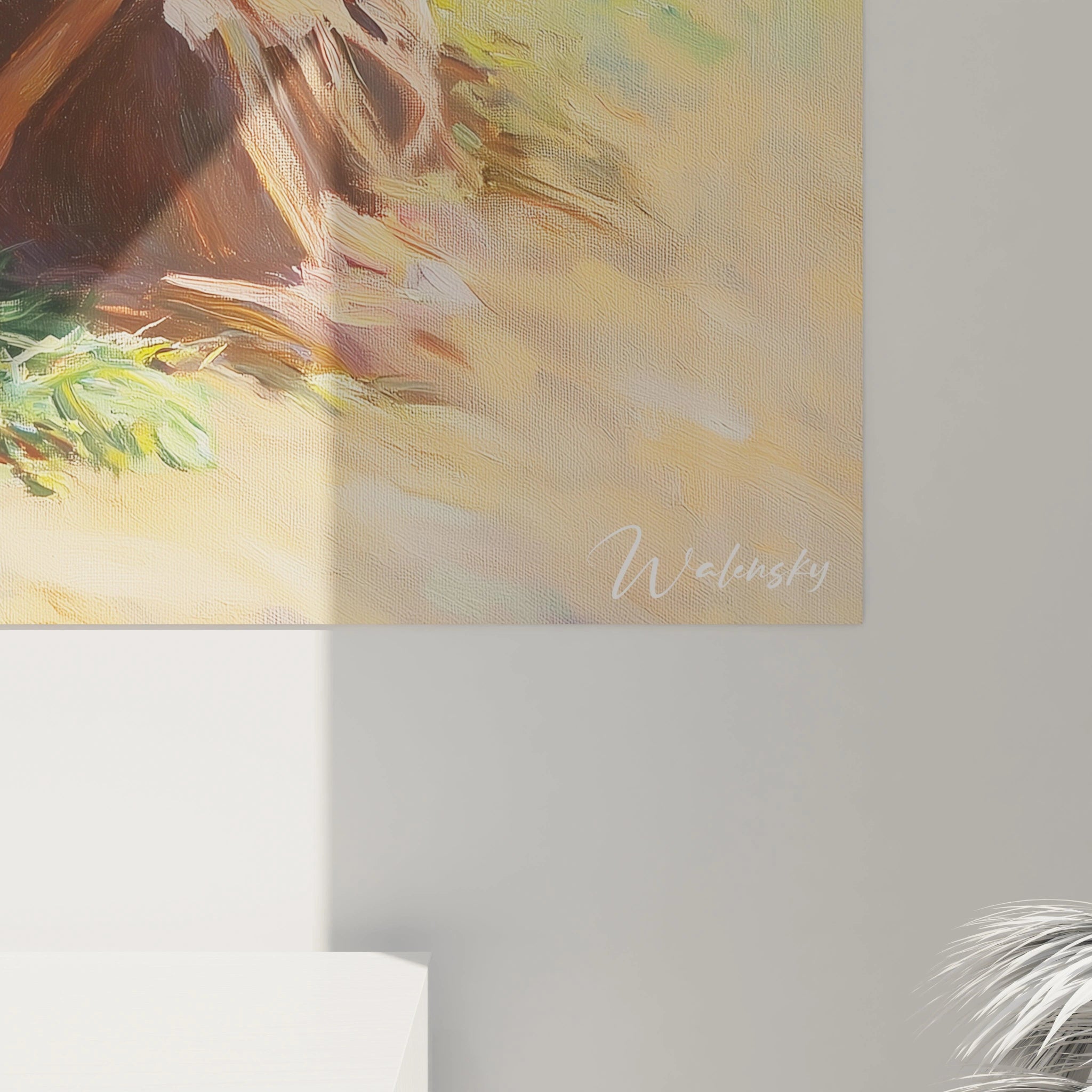 Un tableau Camille Pissarro capturant une figure féminine dans un paysage naturel. Le contraste entre la lumiÚre dorée et les tons verts profonds met en valeur les détails du sol et du feuillage environnant.