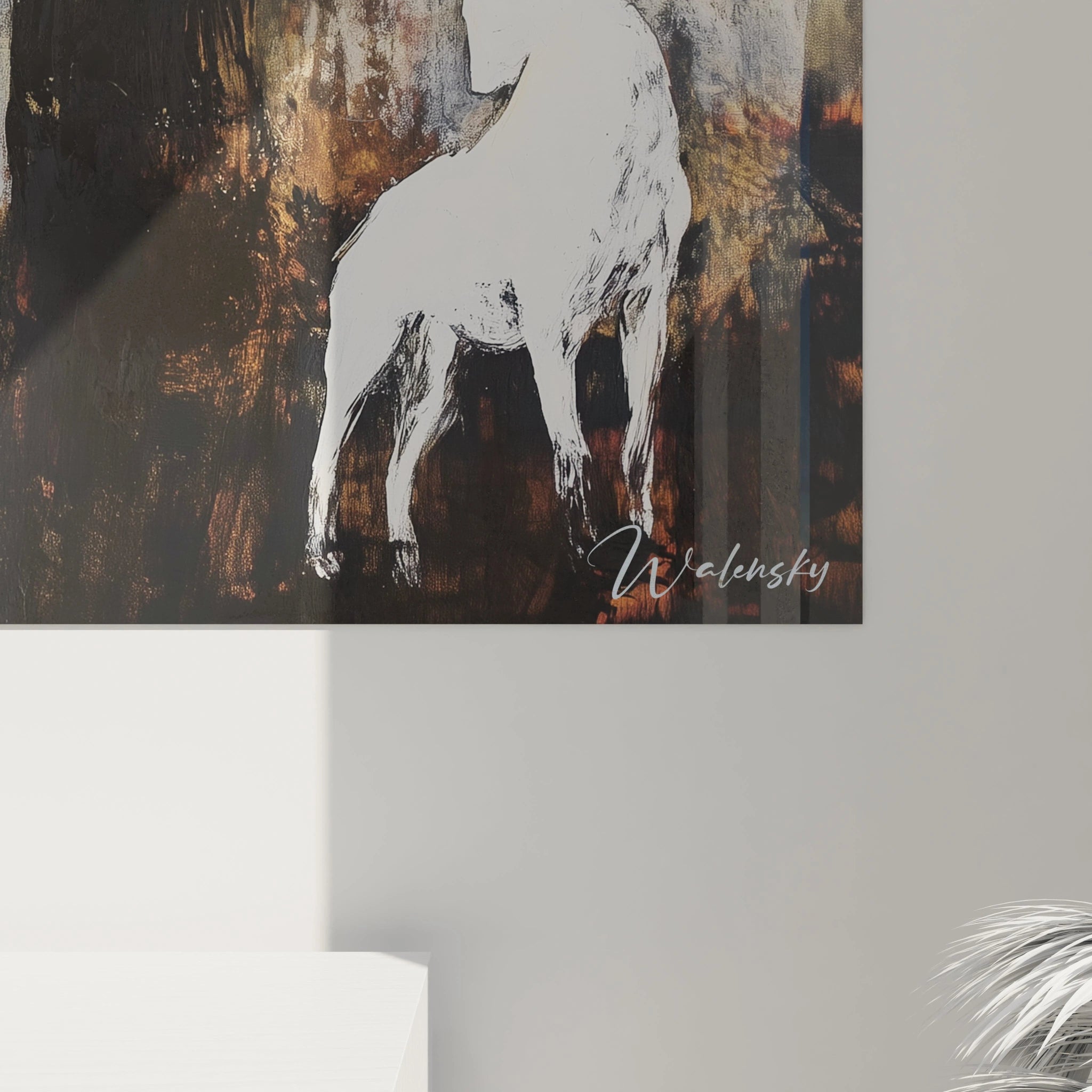 Tableau Gustave Courbet mettant en scène des silhouettes et une figure blanche sur un fond texturé en bronze et noir, avec des effets de peinture épaisse et des contrastes marqués.