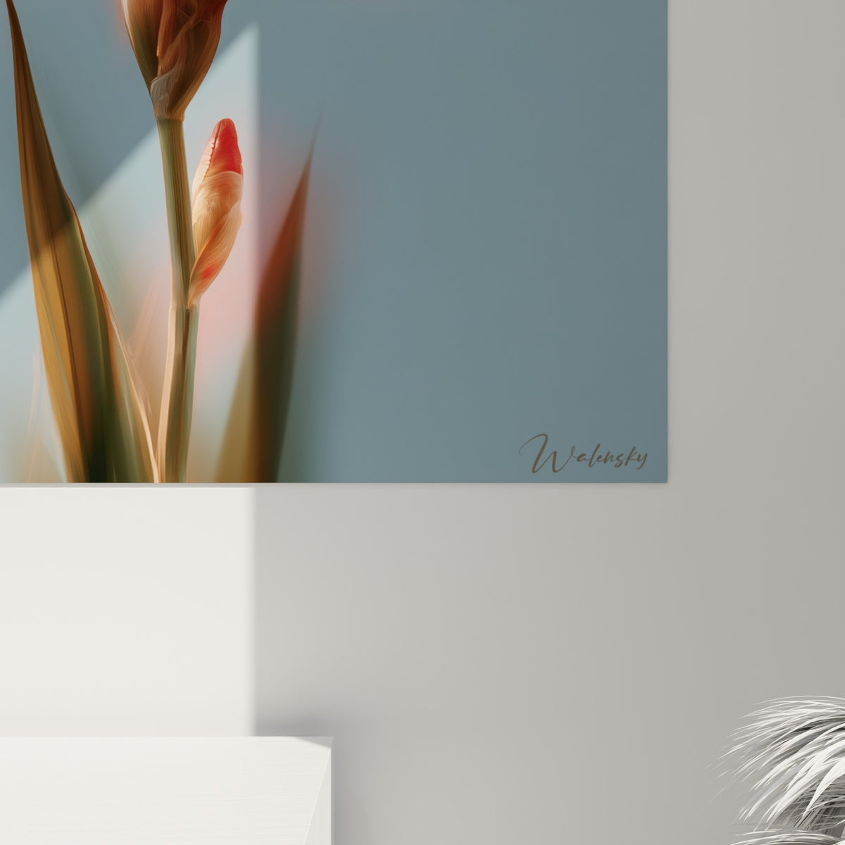 Détail des nervures et du grain pictural de l'iris, où le corail rencontre le blanc nacré
