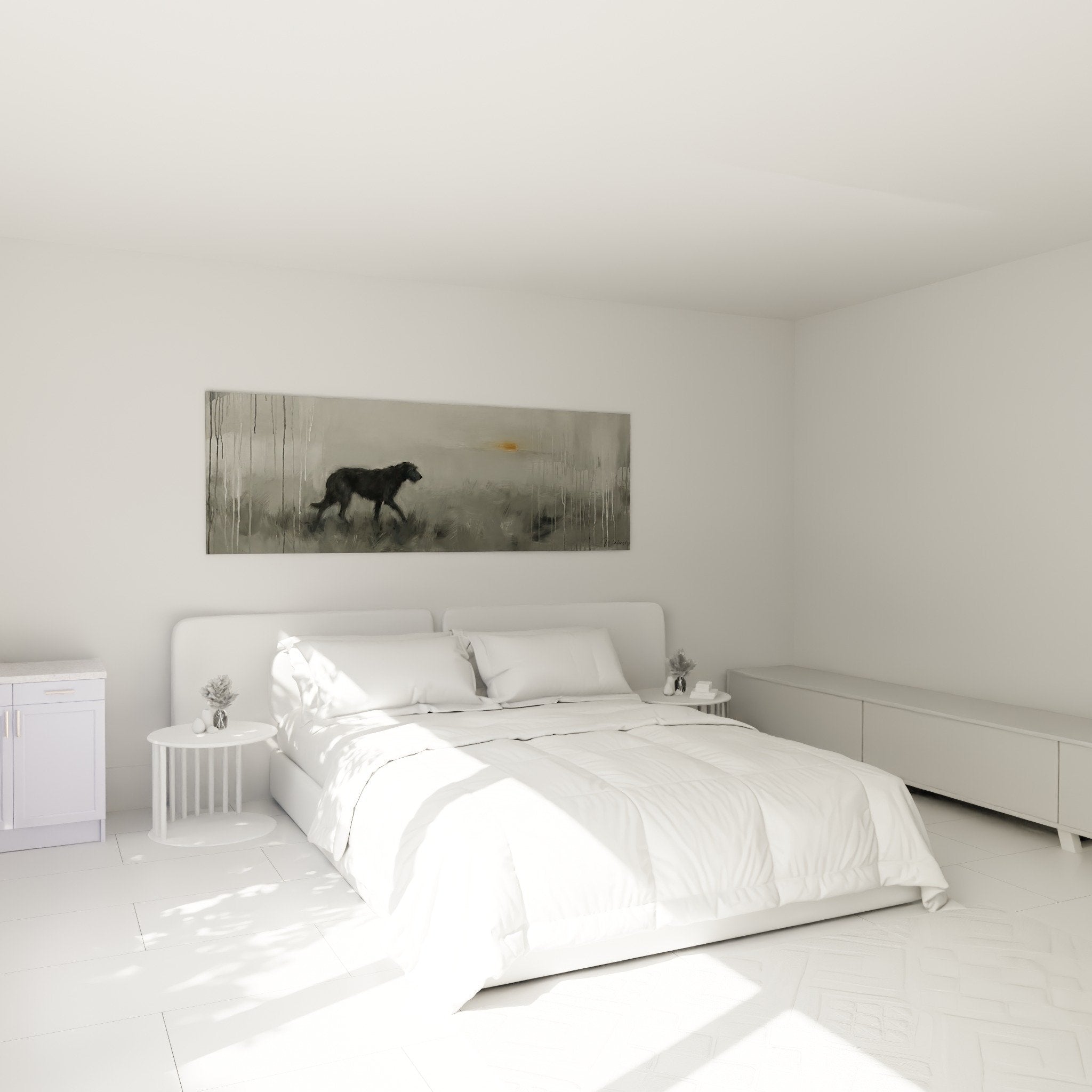 tableau irish wolfhound orage chambre decoration murale art canin ambiance apaisante