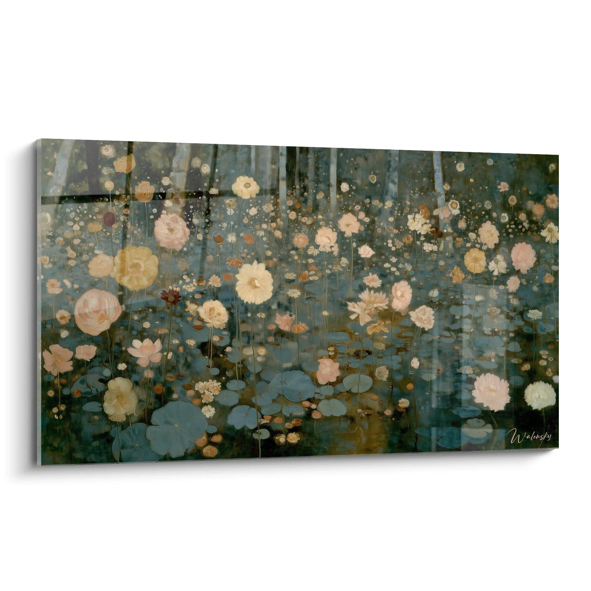 Tableau mural Walensky montrant un tableau symboliste jardin aquatique de nympheas pastel