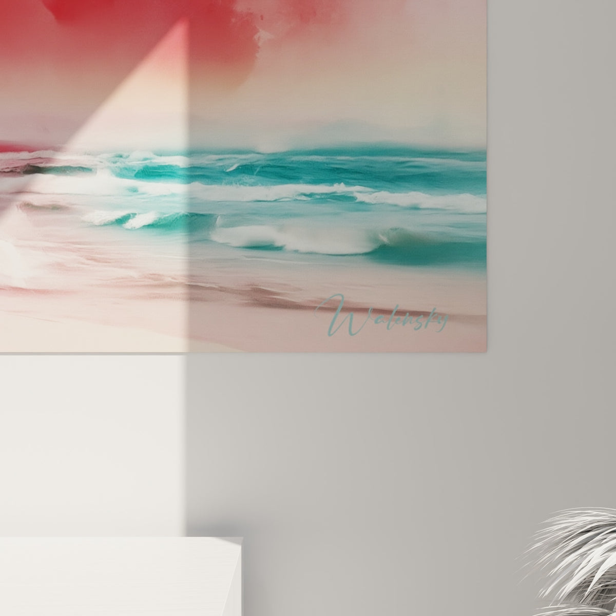 Matière aquarelle du rouge écarlate et coulures blanches visibles en gros plan sur la toile du kitesurfeur
