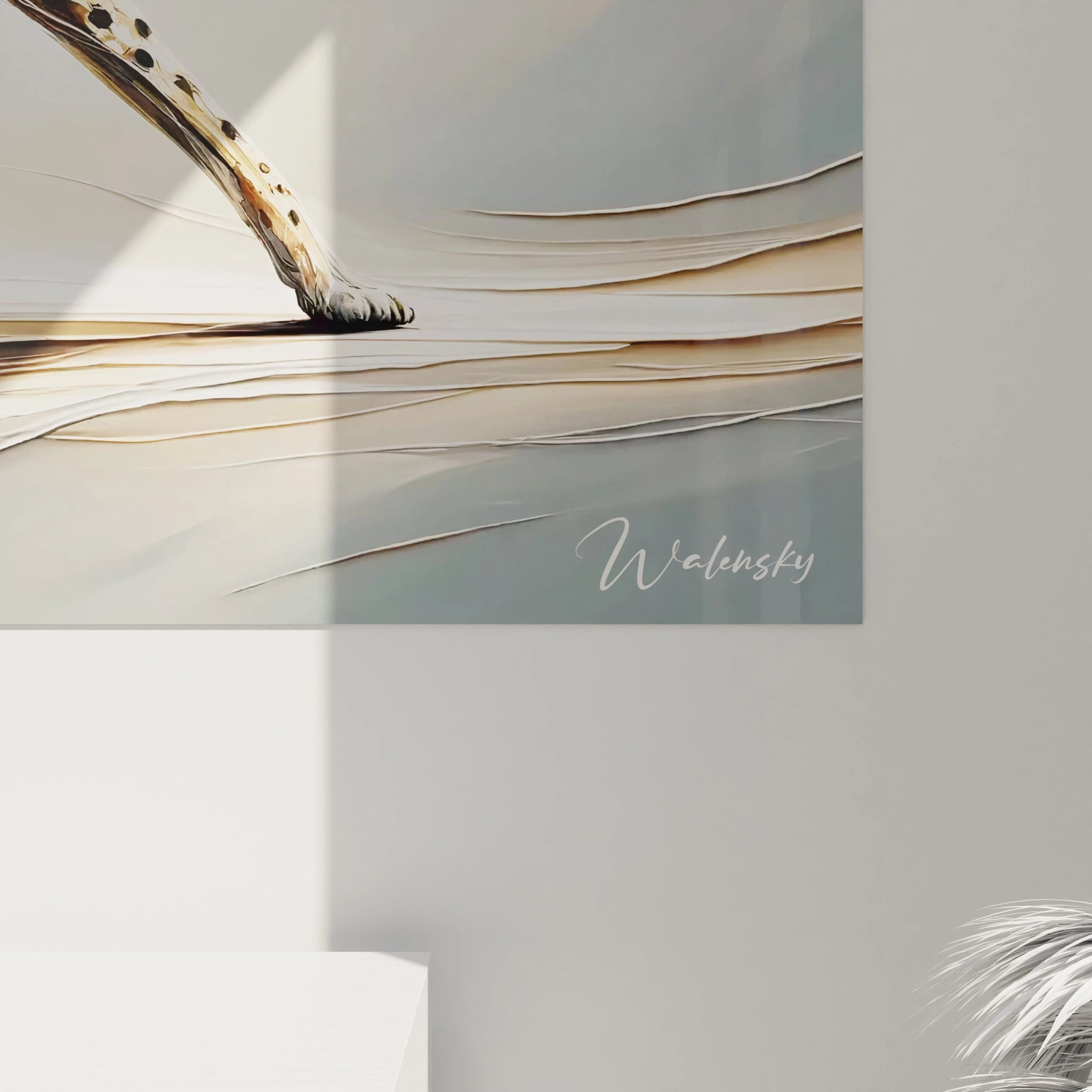 vue de pres ce tableau guepard revele des textures et des lignes abstraites. Chaque detail souligne la puissance et la grace de l animal en action