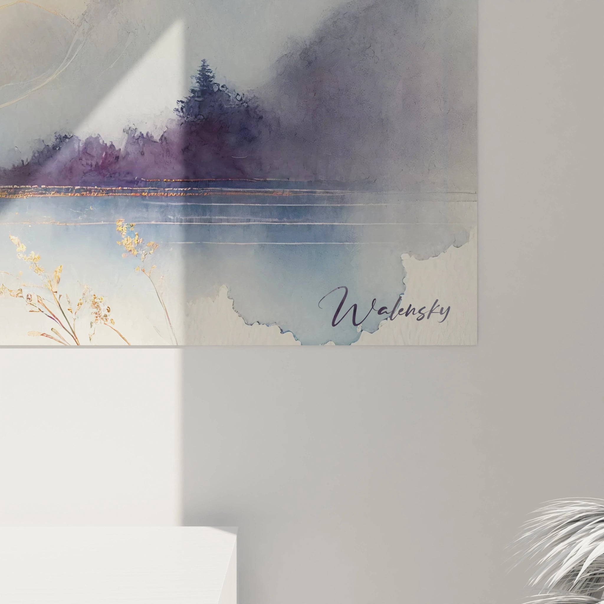 Vue rapprochée du tableau mont fuji : admirez la texture des nuages, le cercle doré et la beauté mystique de cette fusion entre l’abstrait et l’impressionnisme, célébrant l’esprit japonais.