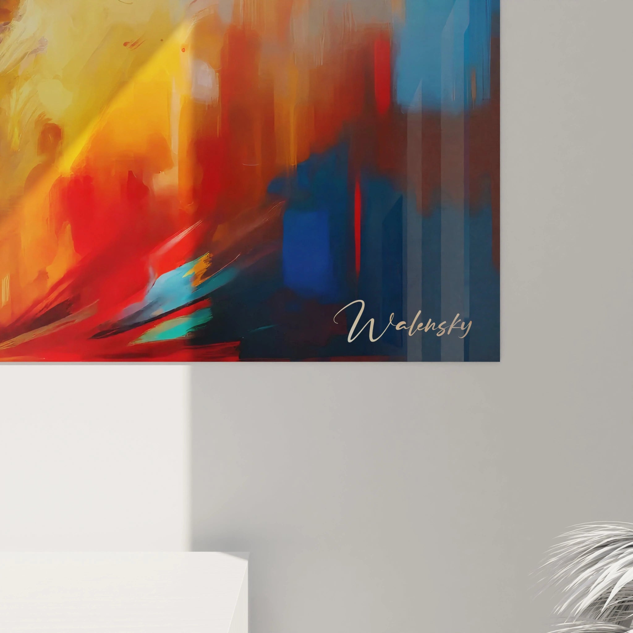 Vue rapprochée du tableau elephant mettant en valeur chaque détail minutieux. Les coups de pinceau visibles et les couleurs intenses de l'éléphant soulignent sa force, créant une œuvre à la fois saisissante et élégante.