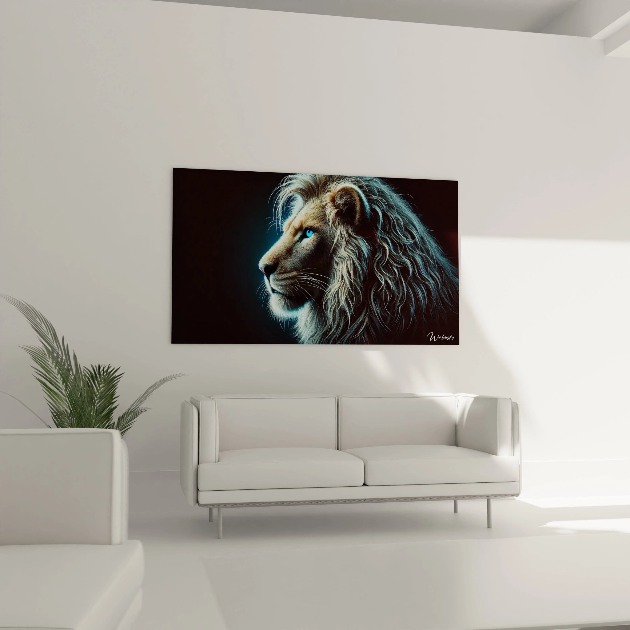 Parfaitement placé au-dessus du canapé, ce tableau lion devient le point focal de votre salon. Avec ses détails minutieux, il crée une ambiance moderne et naturelle dans votre intérieur.