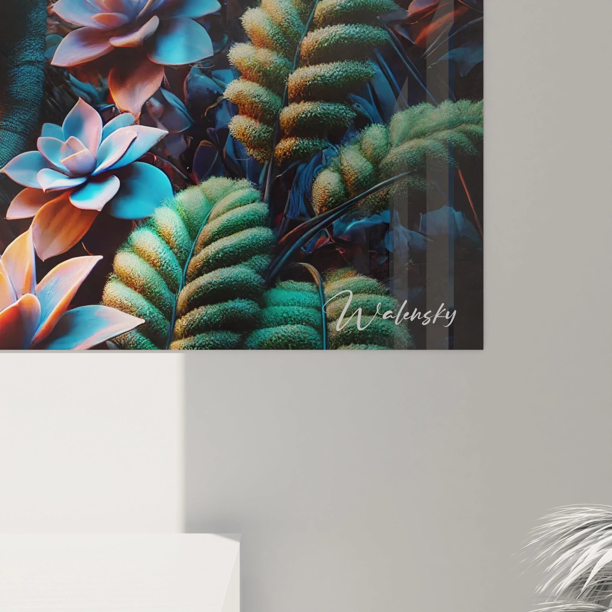 tableau caméléon en gros plan des nuances intenses de vert et bleu aux textures saisissantes