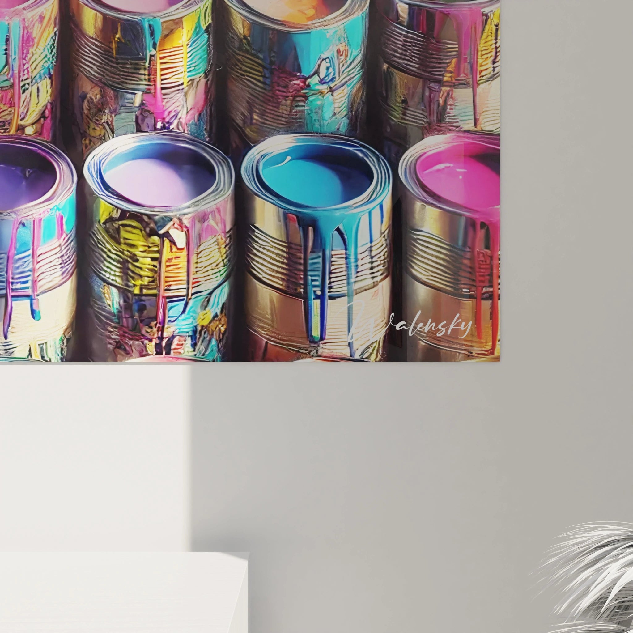 "Plongez dans les détails de ce tableau éclatant. Les couleurs saturées et la texture dégoulinante capturent l’essence de l’expression artistique. 🎨Art En Couleur Détails Du Tableau"