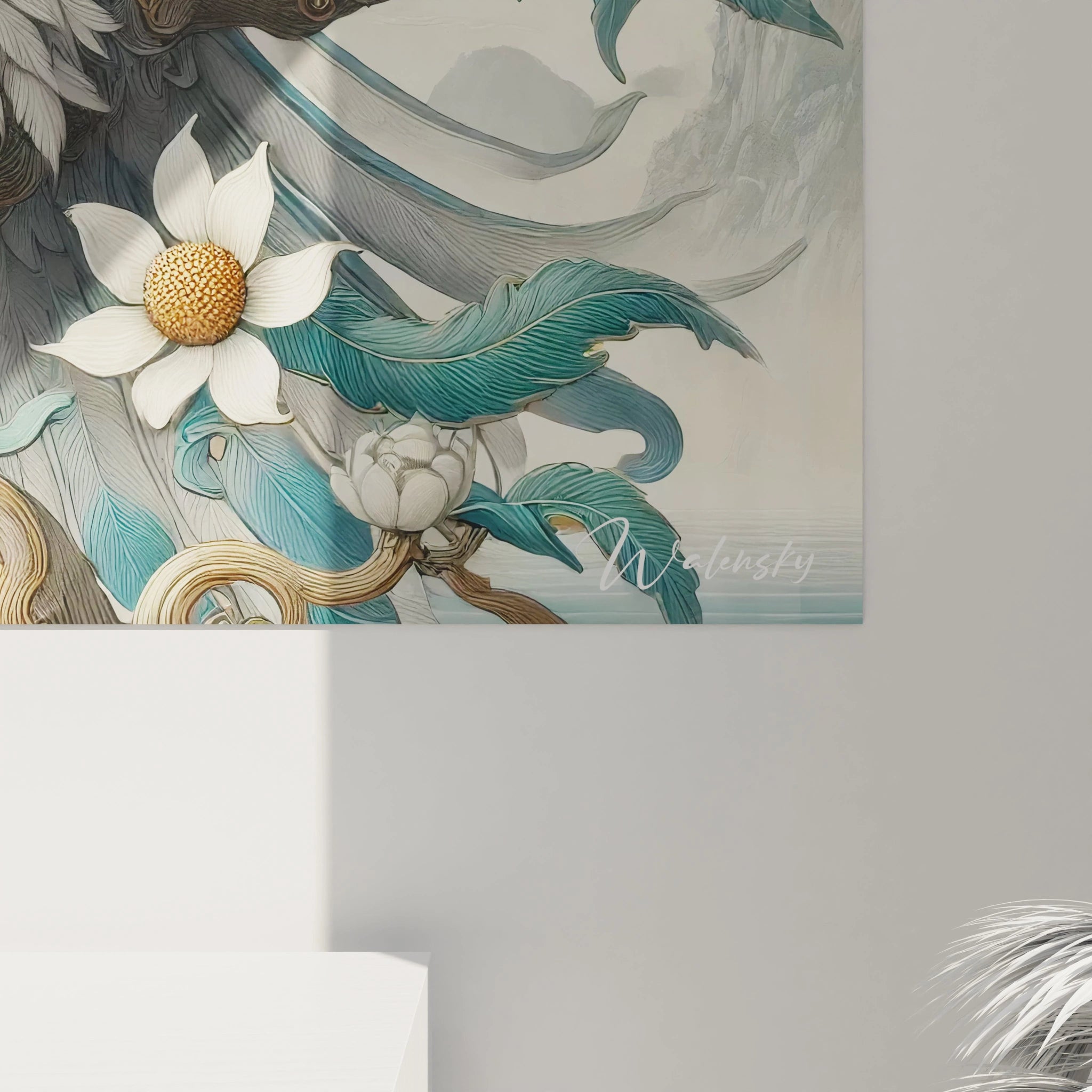 La vue de pres de ce tableau aigle revele des nuances subtiles dans les plumes et des details minutieux qui renforcent son caractere sauvage. L equilibre parfait entre realisme et symbolisme est saisissant.