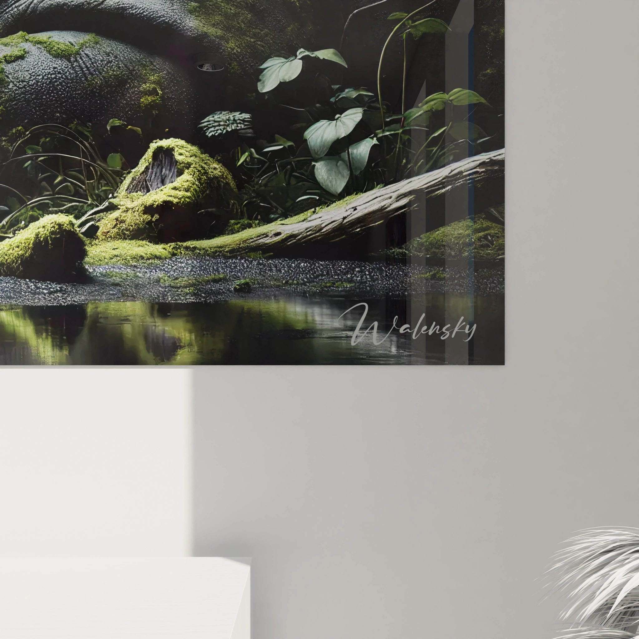 Admirez de prĂšs la texture rĂ©aliste de ce tableau rhinoceros. Les dĂ©tails captivants et les tons profonds invitent Ă une rĂ©flexion sur la fusion de lâanimal avec son environnement naturel.