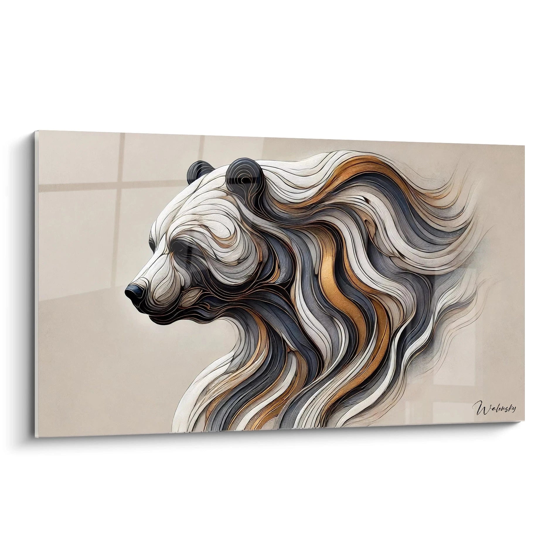 Ce tableau grizzly aux lignes fluides et teintes beige bronze apporte une touche artistique elegante. Sa forme abstraite et puissante capte l attention de tous. Parfait pour une deco moderne.