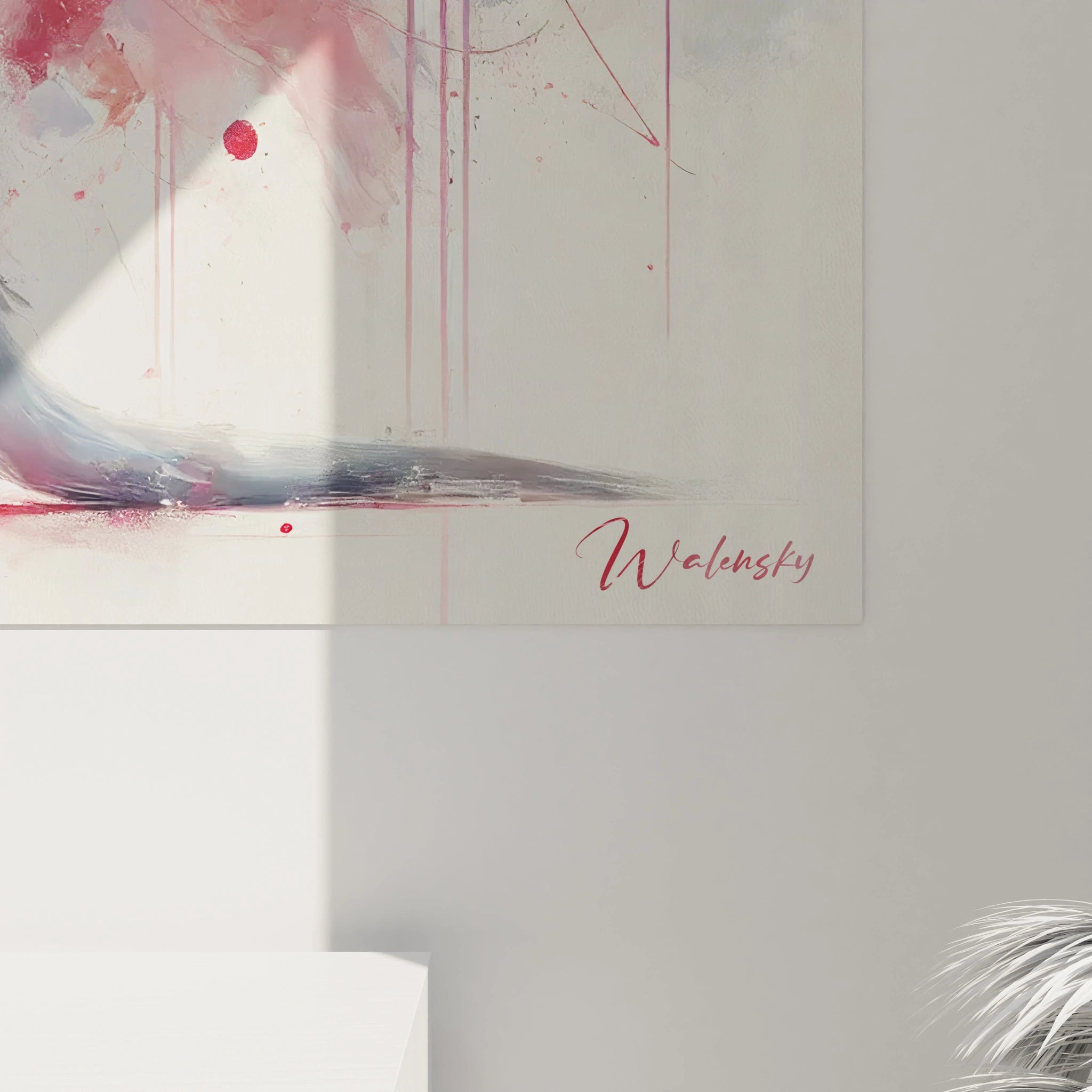 une vue rapprochée de ce tableau kangourou révèle les détails subtils de l'animal et les vagues de couleurs vaporeuses qui l'entourent, apportant une aura poétique et contemporaine