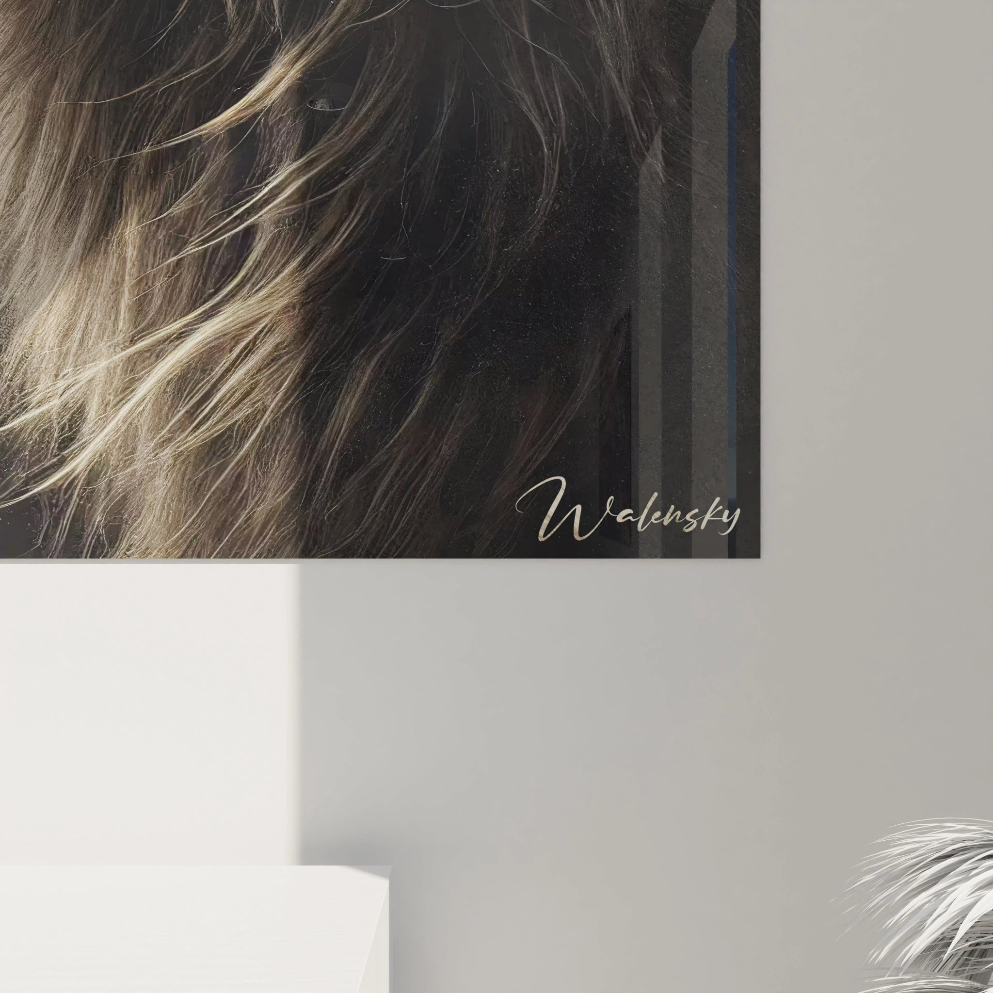 La vue de pres de ce tableau lion revele une incroyable finesse de details. Chaque trait de la carapace et du fond océanique est magnifiquement travaille pour evoquer la majesté marine.