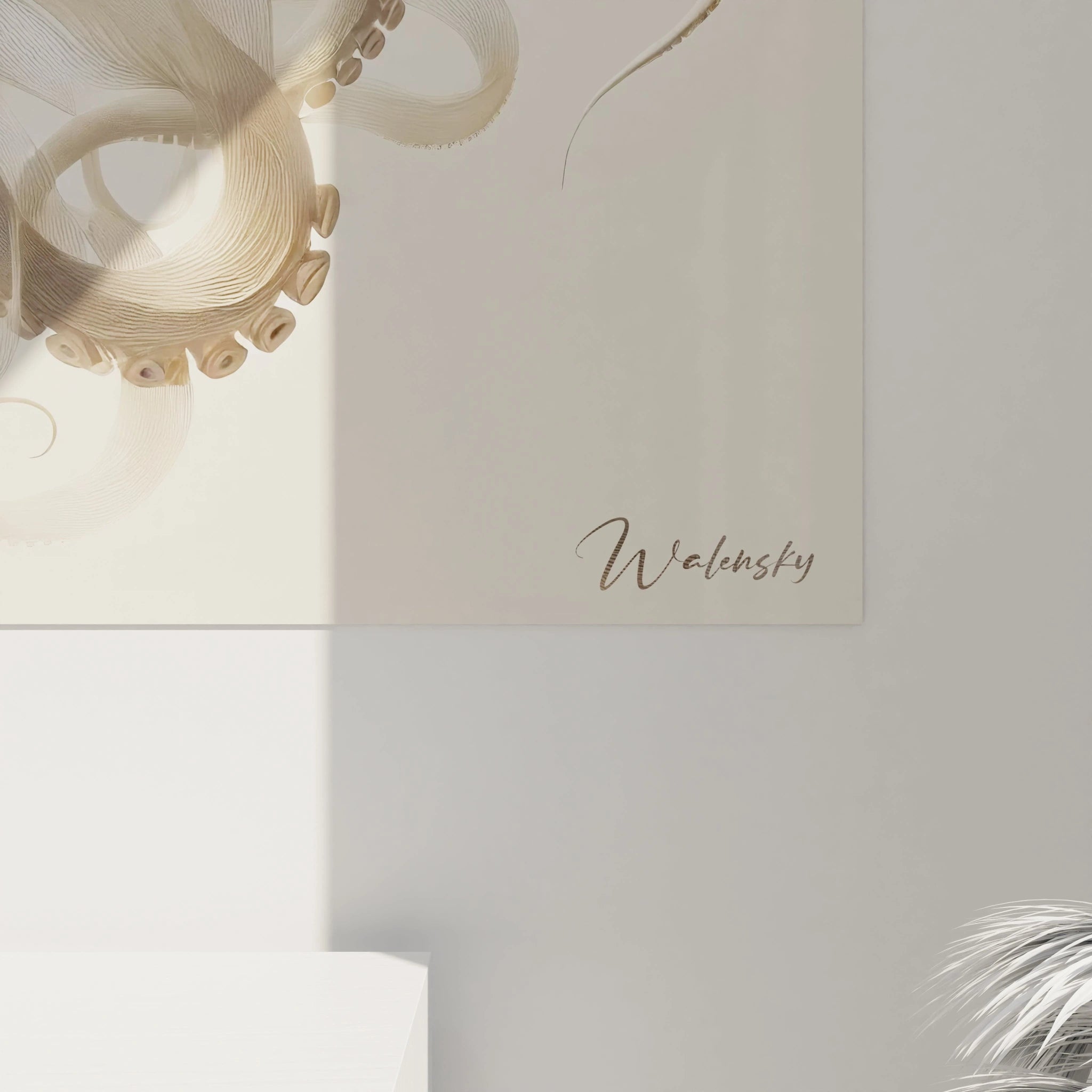 vue de pres du tableau poulpe admirez les details soigneux de ses tentacules dans des tons clairs et apaisants un art mural qui apporte fluidite et serenite