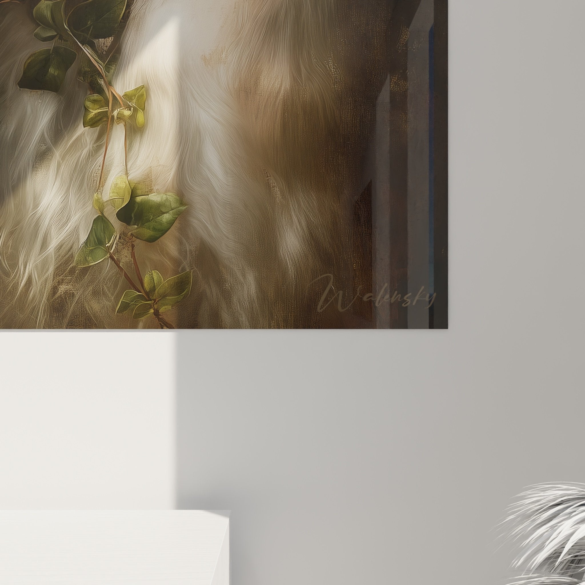 Vue d'ensemble tableau Lévrier Afghan romantique - Art mural décoratif haut de gamme