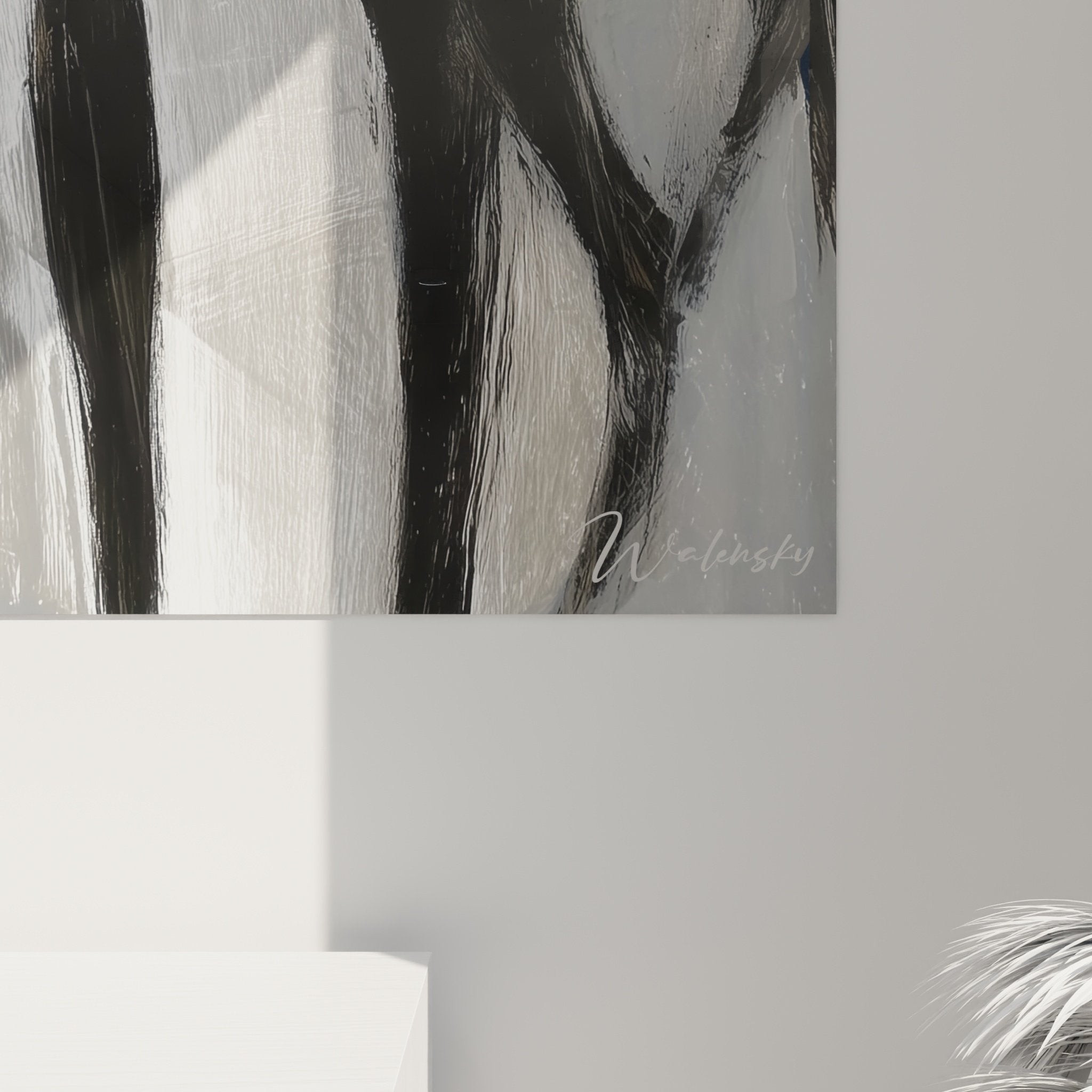 Vue d'ensemble du tableau Lévrier Whippet dans salon contemporain, art canin décoratif mural