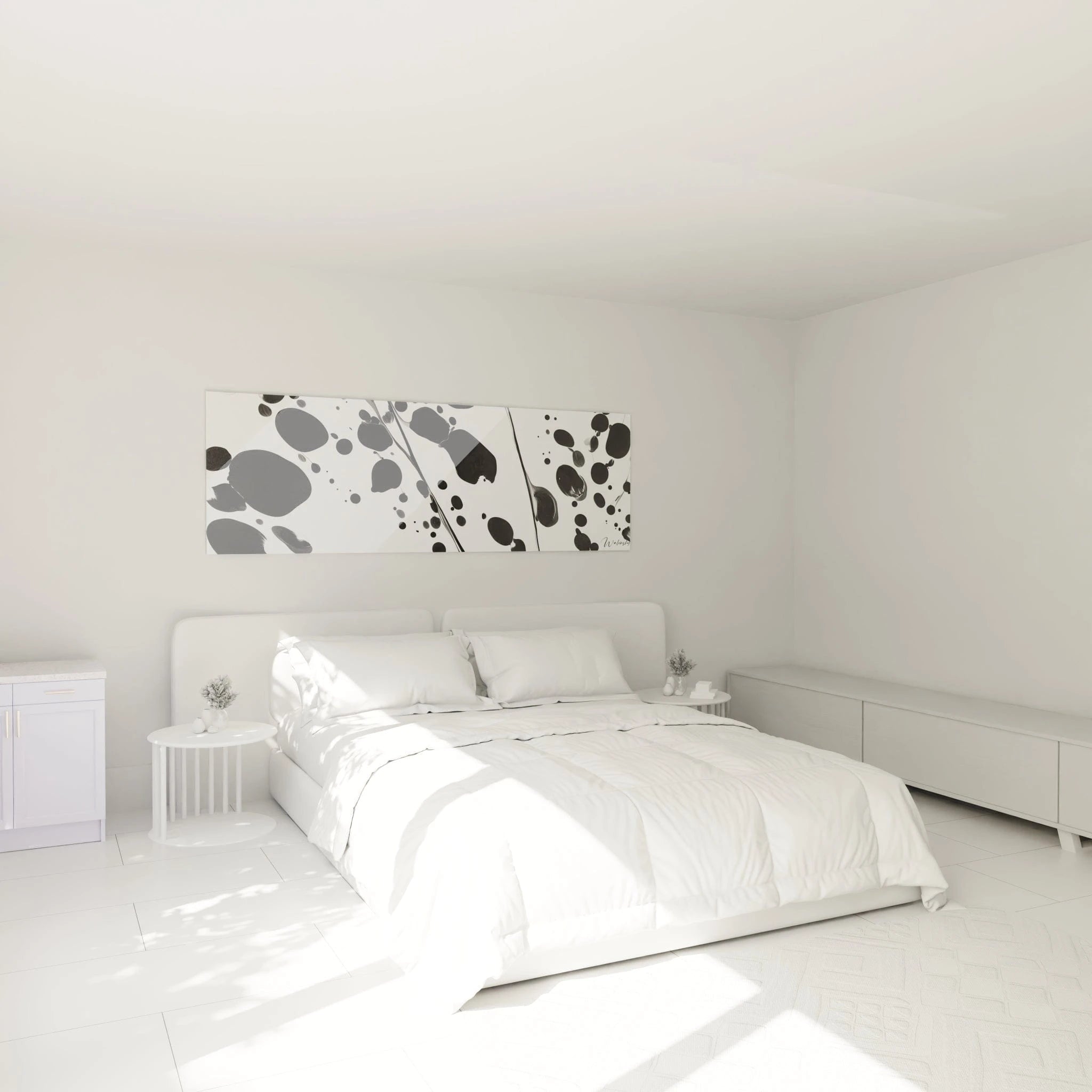 Tableau Liberté Gestuelle Pure - édition tacheté noir et blanc - Walensky