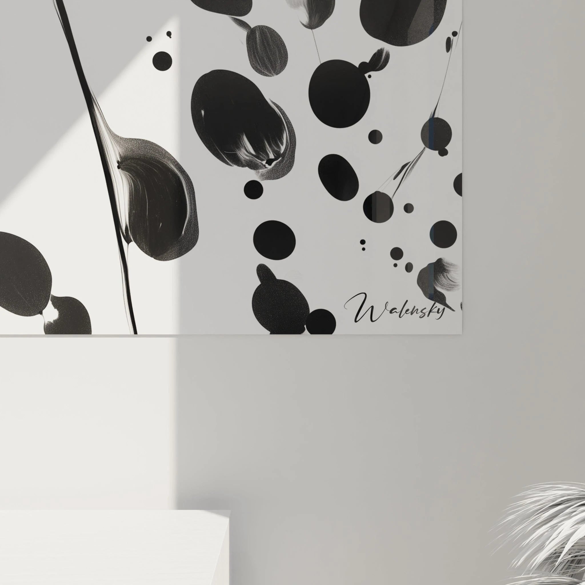 Tableau Liberté Gestuelle Pure - édition tacheté noir et blanc - Walensky