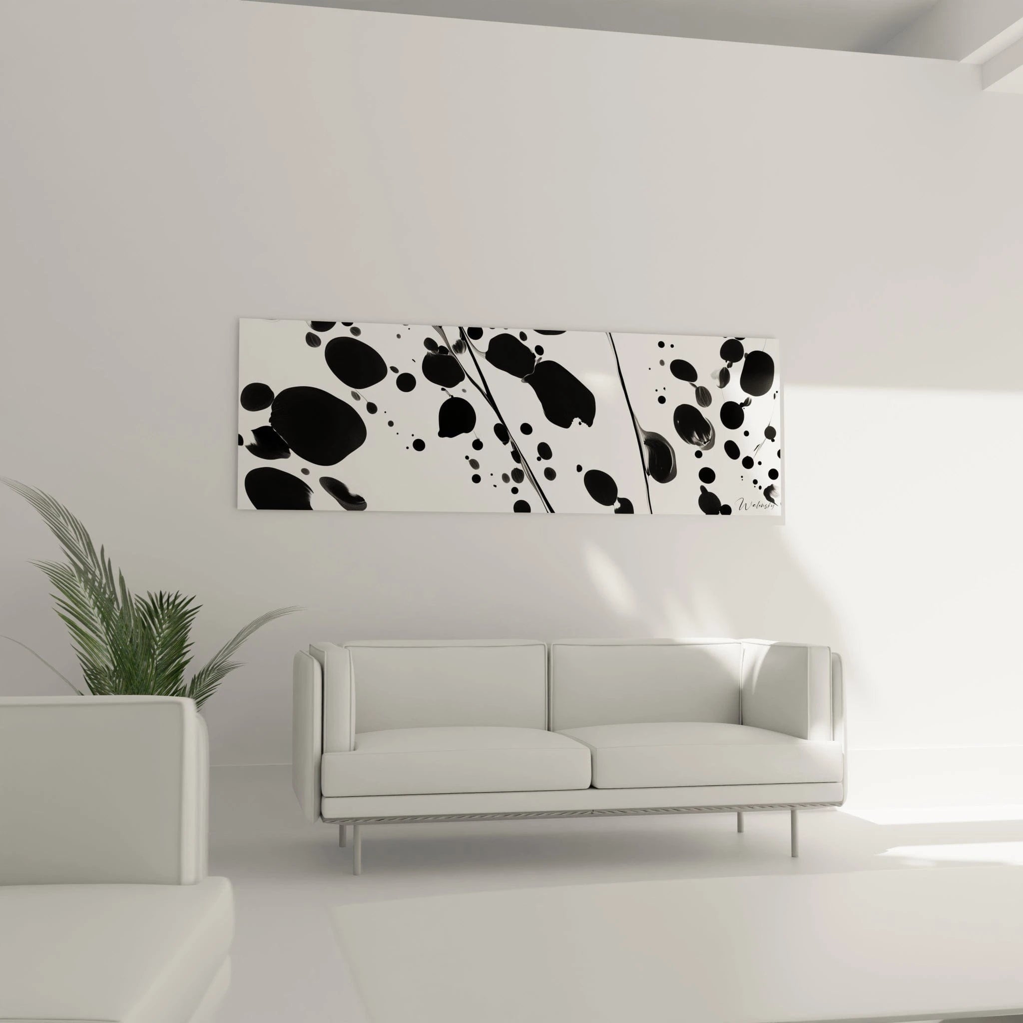 Tableau Liberté Gestuelle Pure - édition tacheté noir et blanc - Walensky