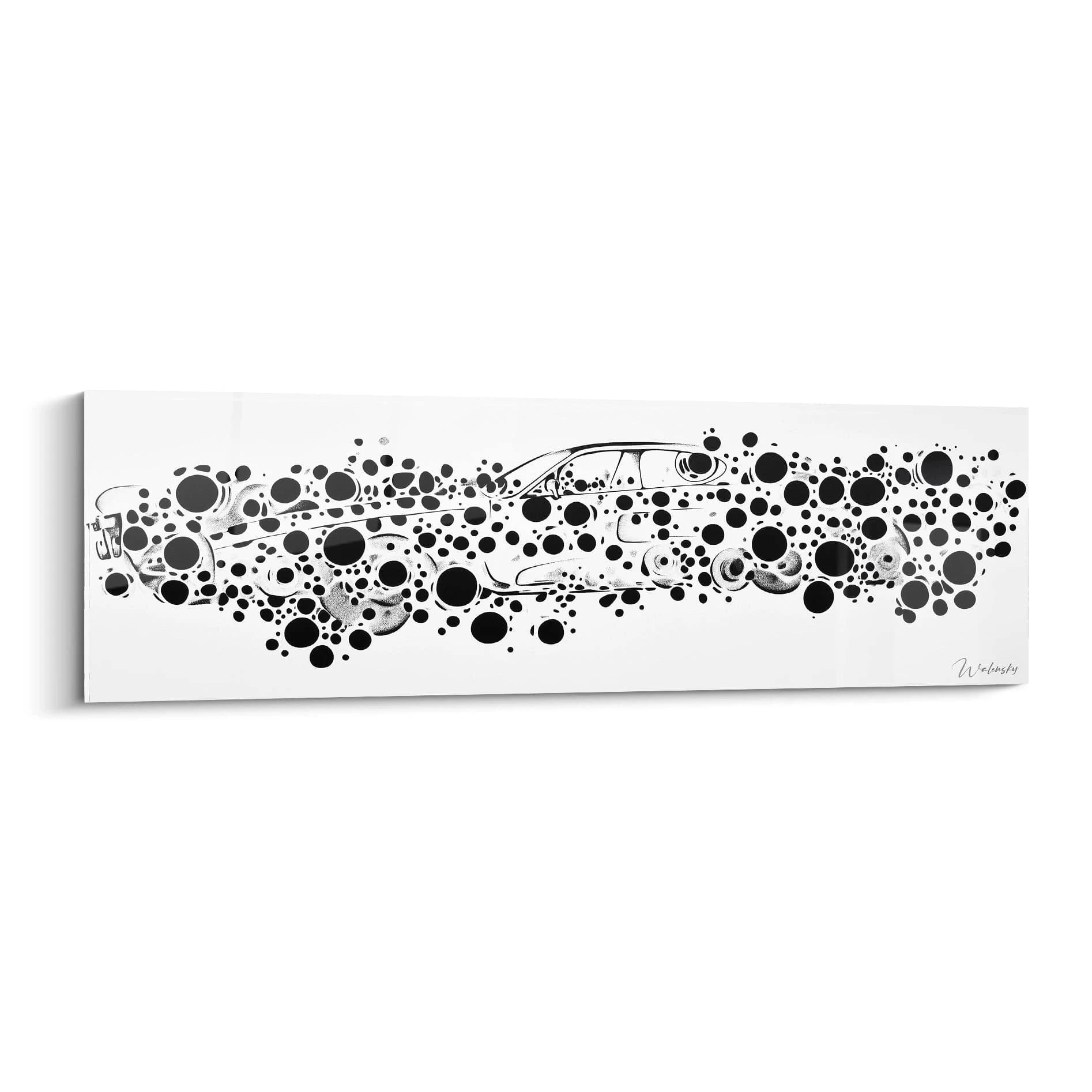 Tableau tacheté noir et blanc de Walensky avec motifs de cercles et illustration artistique