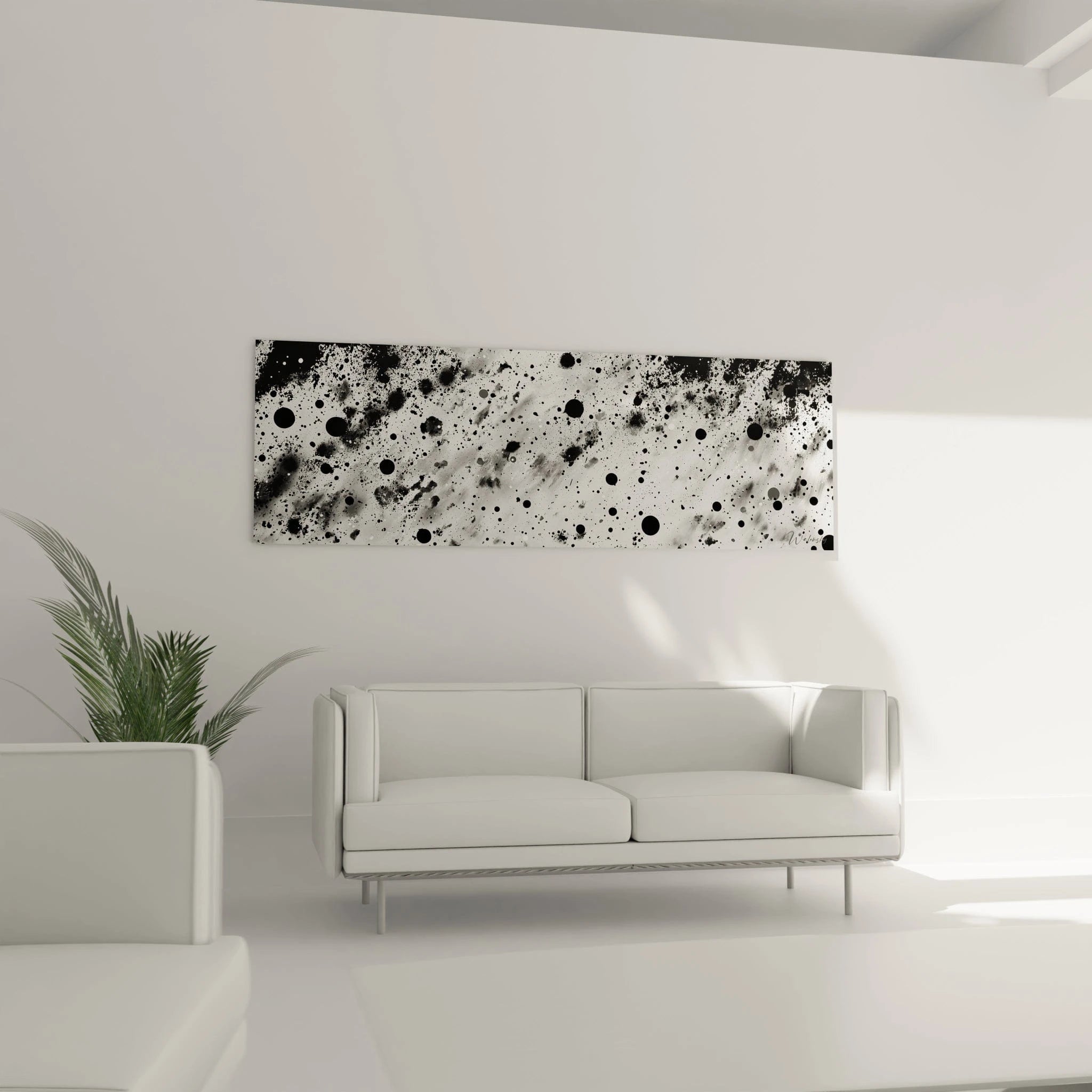 Tableau tacheté noir et blanc Walensky pour décoration moderne du salon