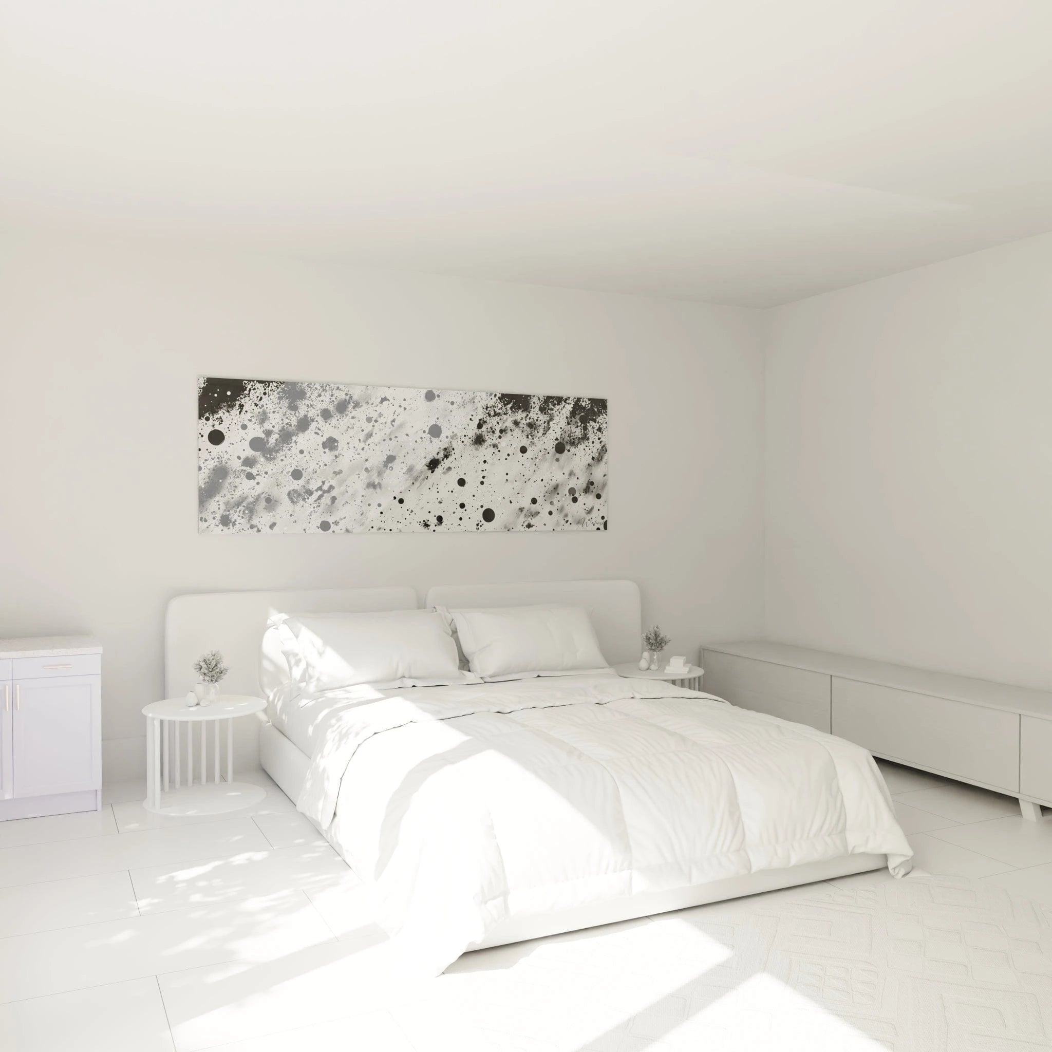 Tableau tacheté noir et blanc Walensky pour décoration moderne dans une chambre minimaliste