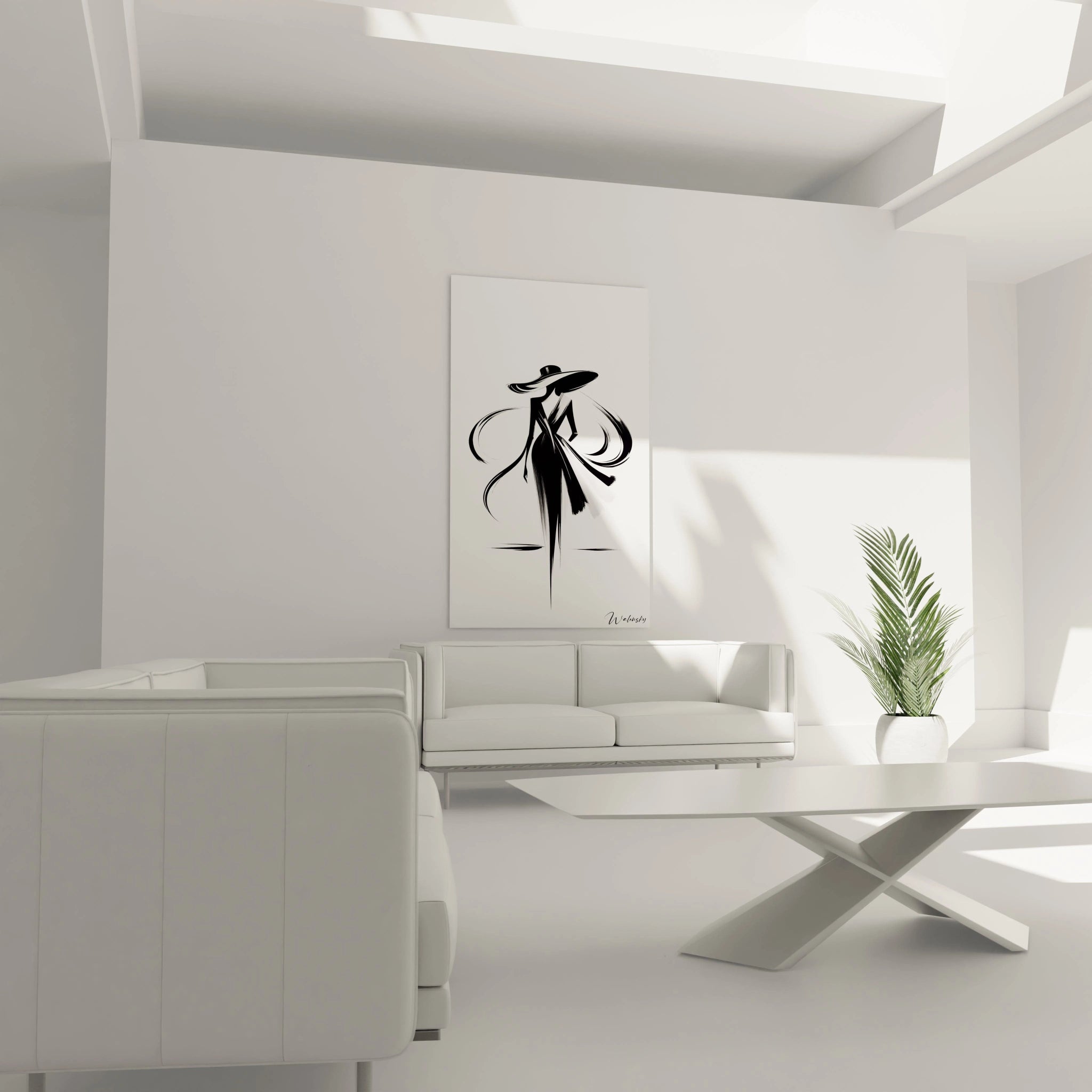 tableau noir et blanc dans une chambre la composition epuree des tons noir blanc et gris cree une ambiance chic et reposante au dessus du lit parfait pour un interieur elegant et moderne