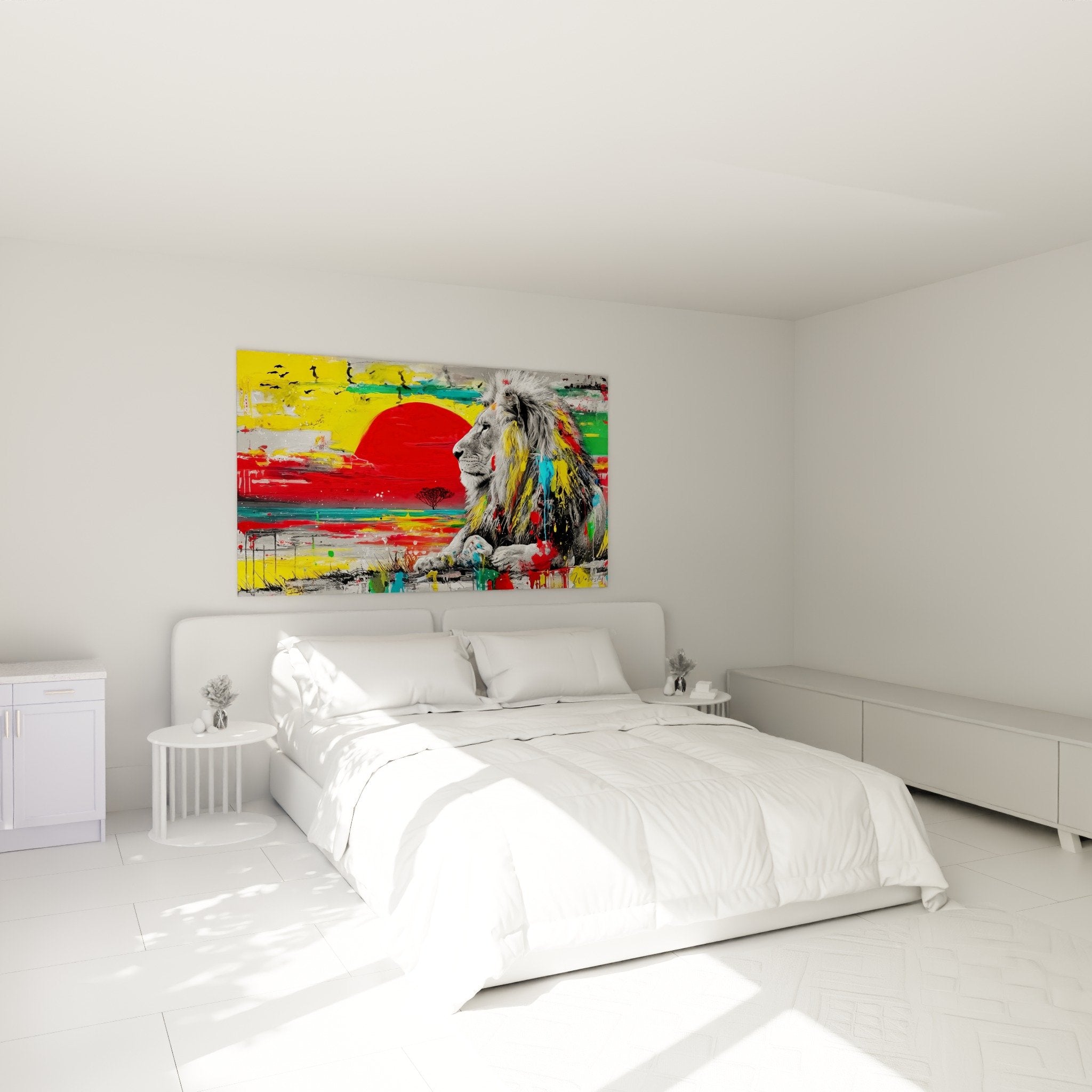 colorful abstract lion painting bedroom wall decor modern contemporary art