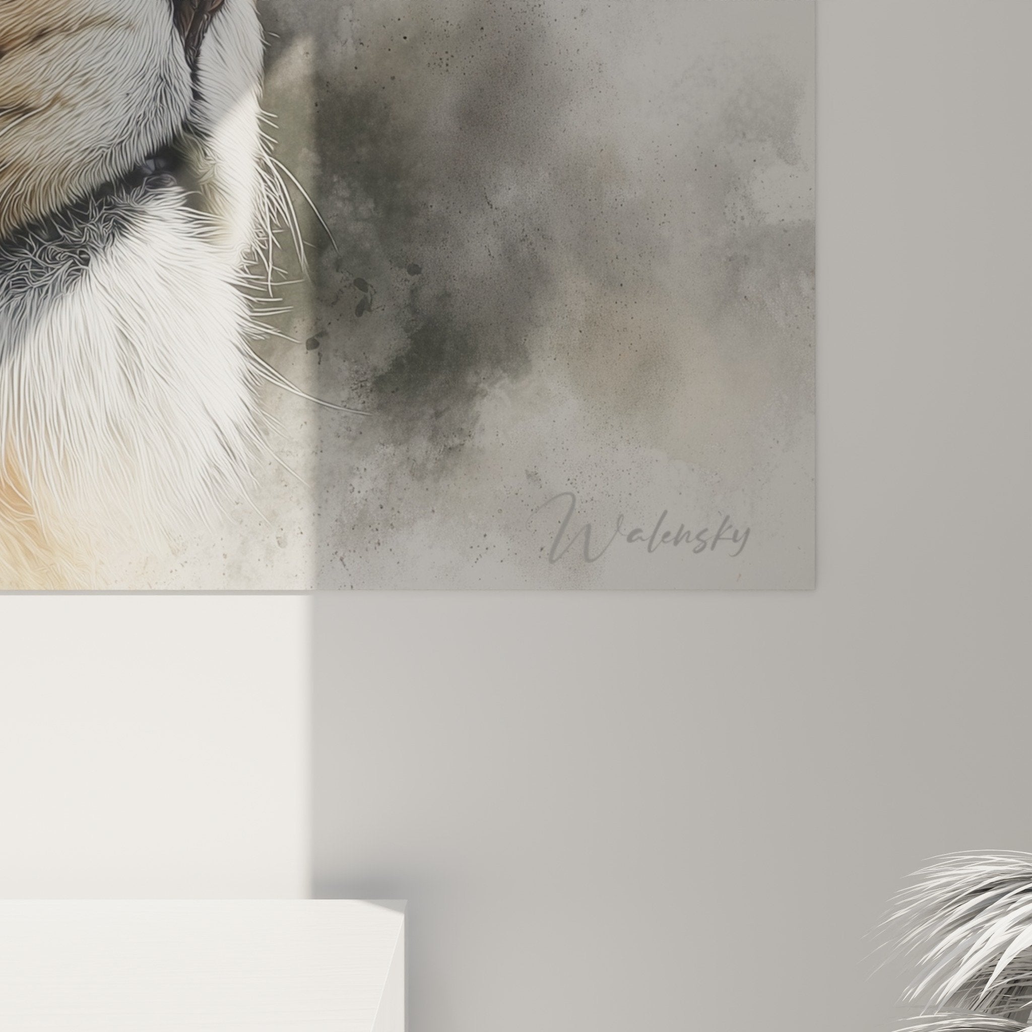 lion wall art living room decoration watercolor profile noble mane golden gaze intense contemporary style