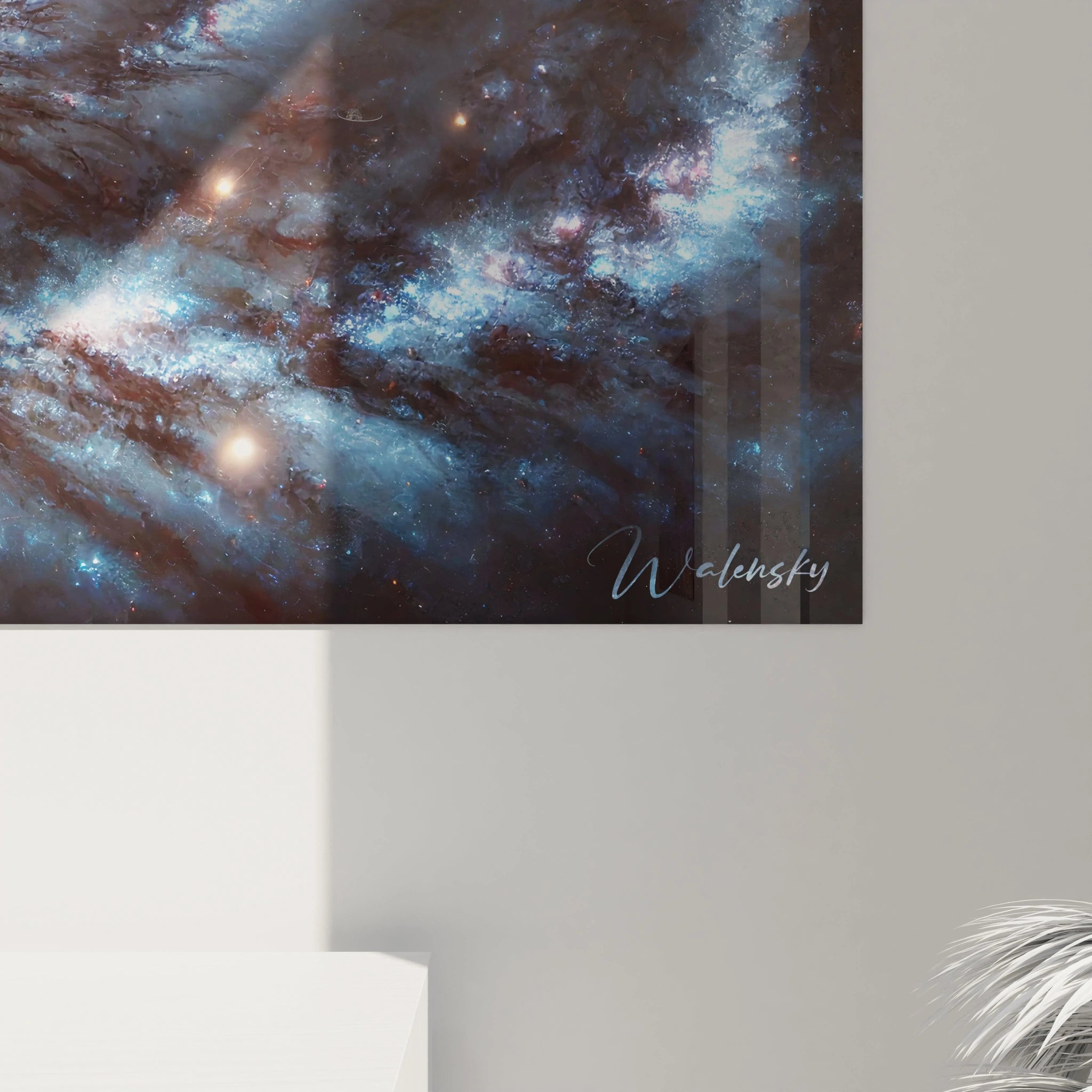 Découvrez de près le tableau Galaxie, un mélange hypnotique de détails galactiques et de nuances vibrantes, révélant la majesté du cosmos.