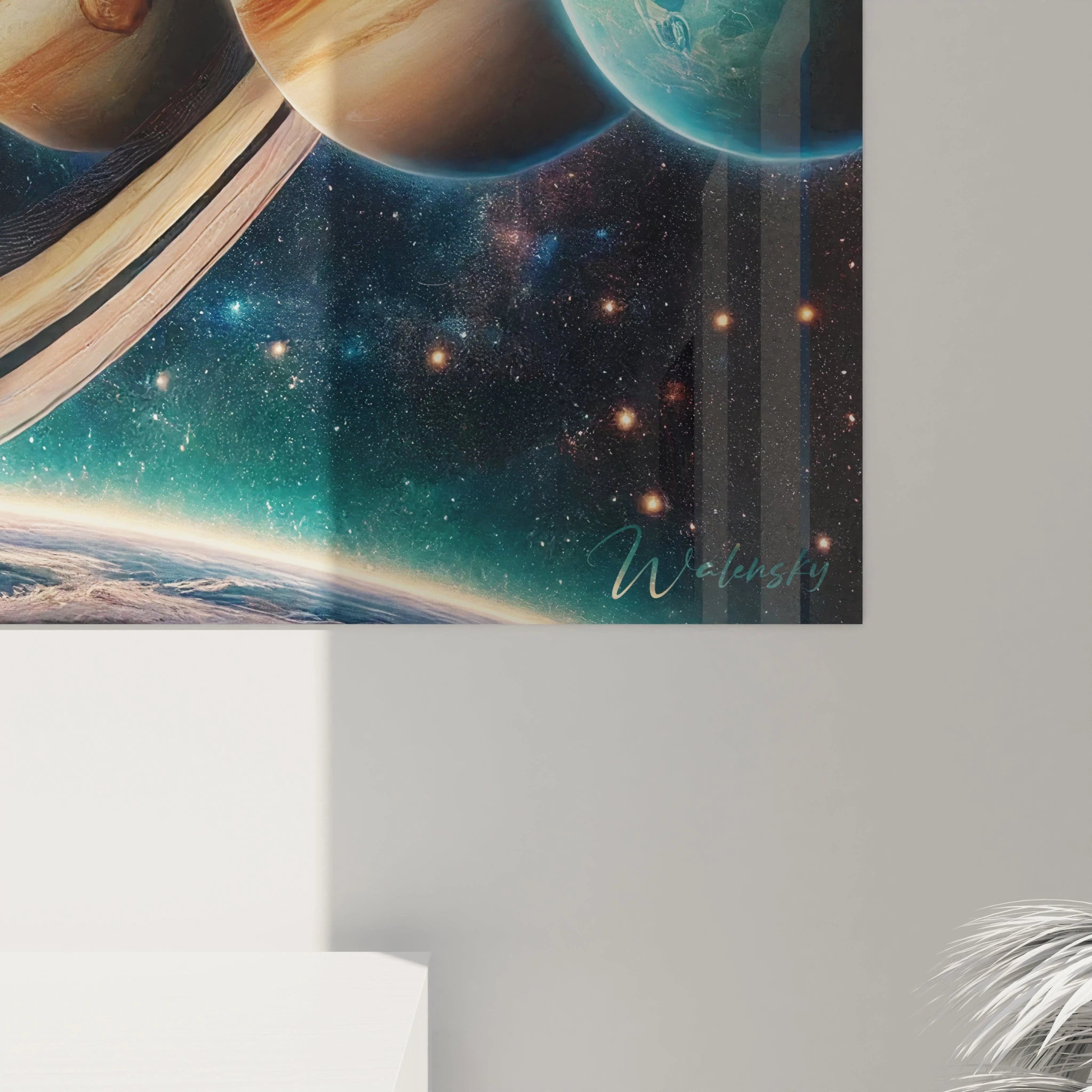 Decouvrez de pres les details fascinants du tableau Systeme Solaire, ou chaque texture et nuance refleche la profondeur et la grandeur du cosmos.