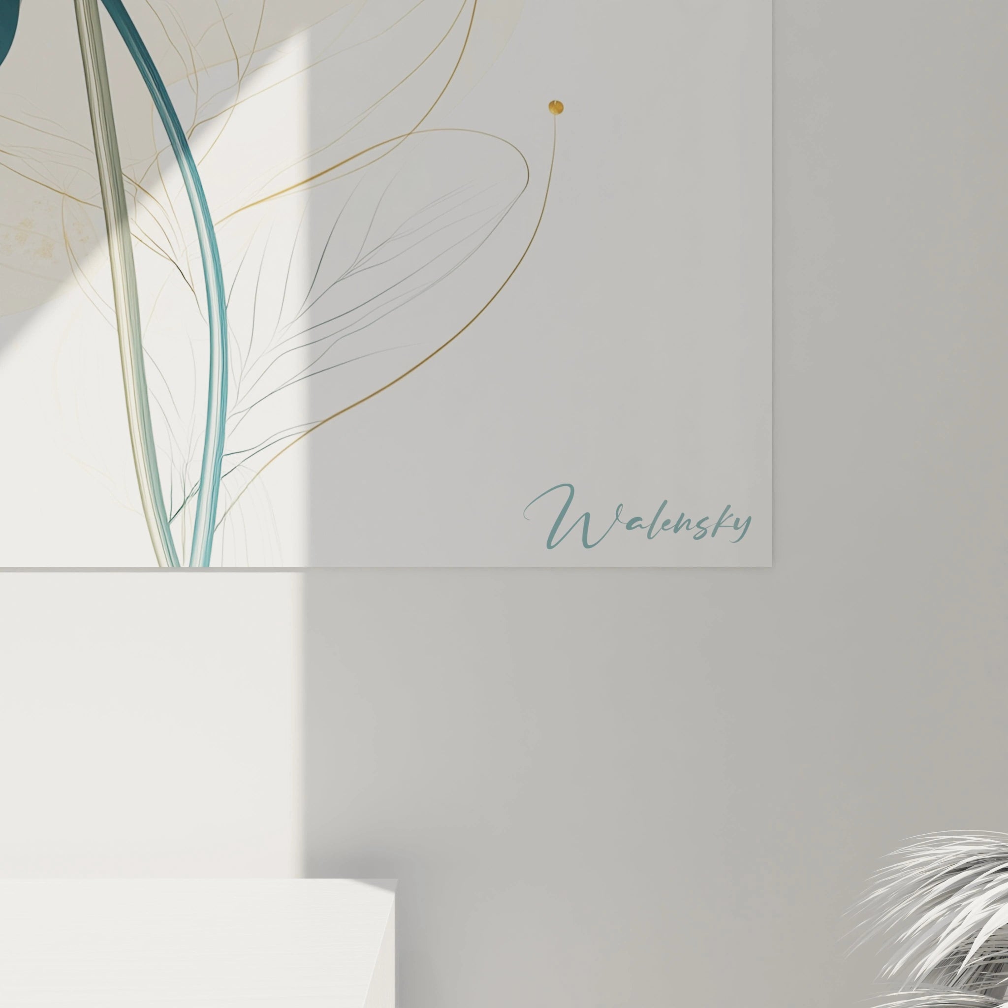 Tableau lotus zen Walensky avec motif lignes épurées et couleurs douces pour décoration apaisante