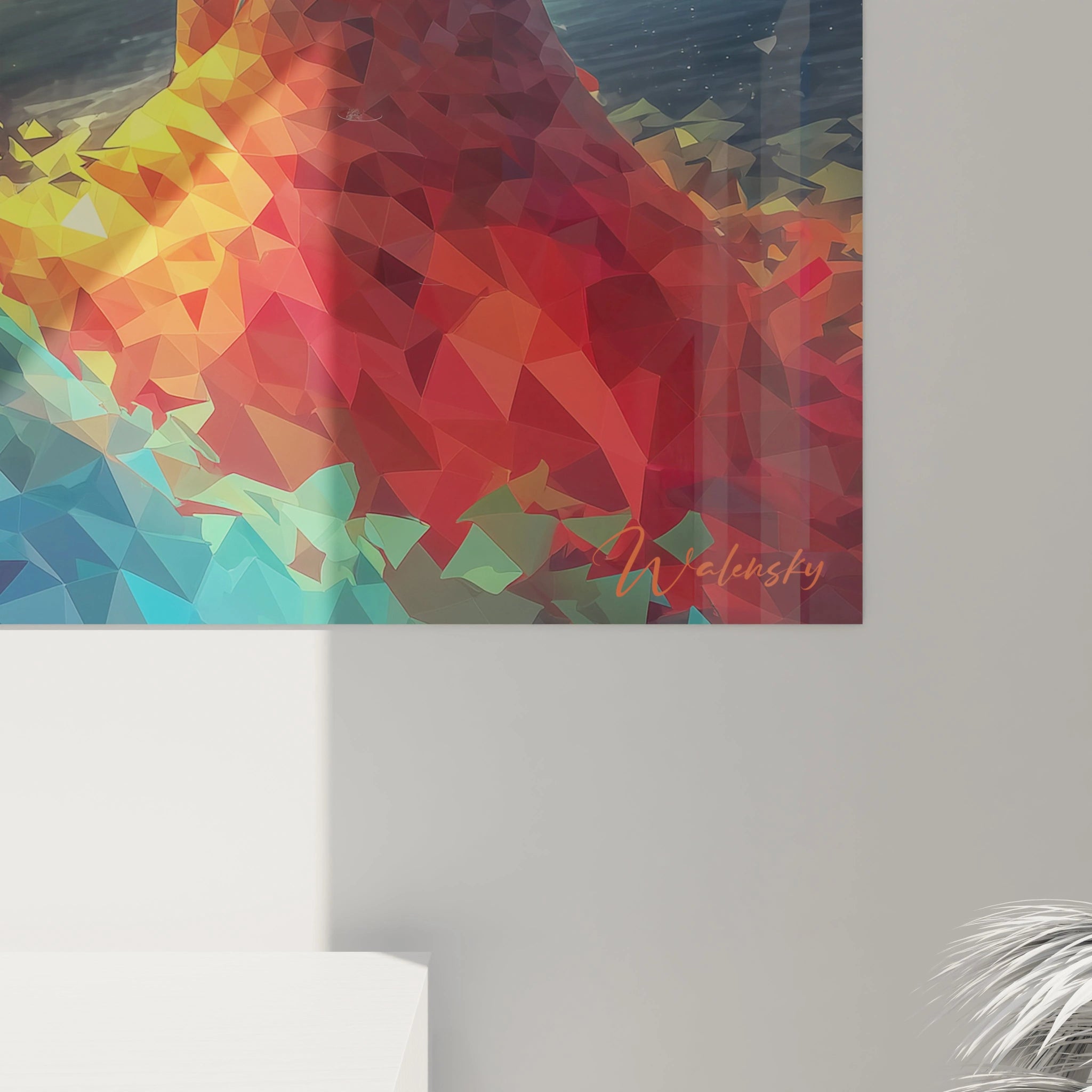 Tableau mural low-poly de Walensky avec des formes géométriques colorées et modernes pour la décoration intérieure