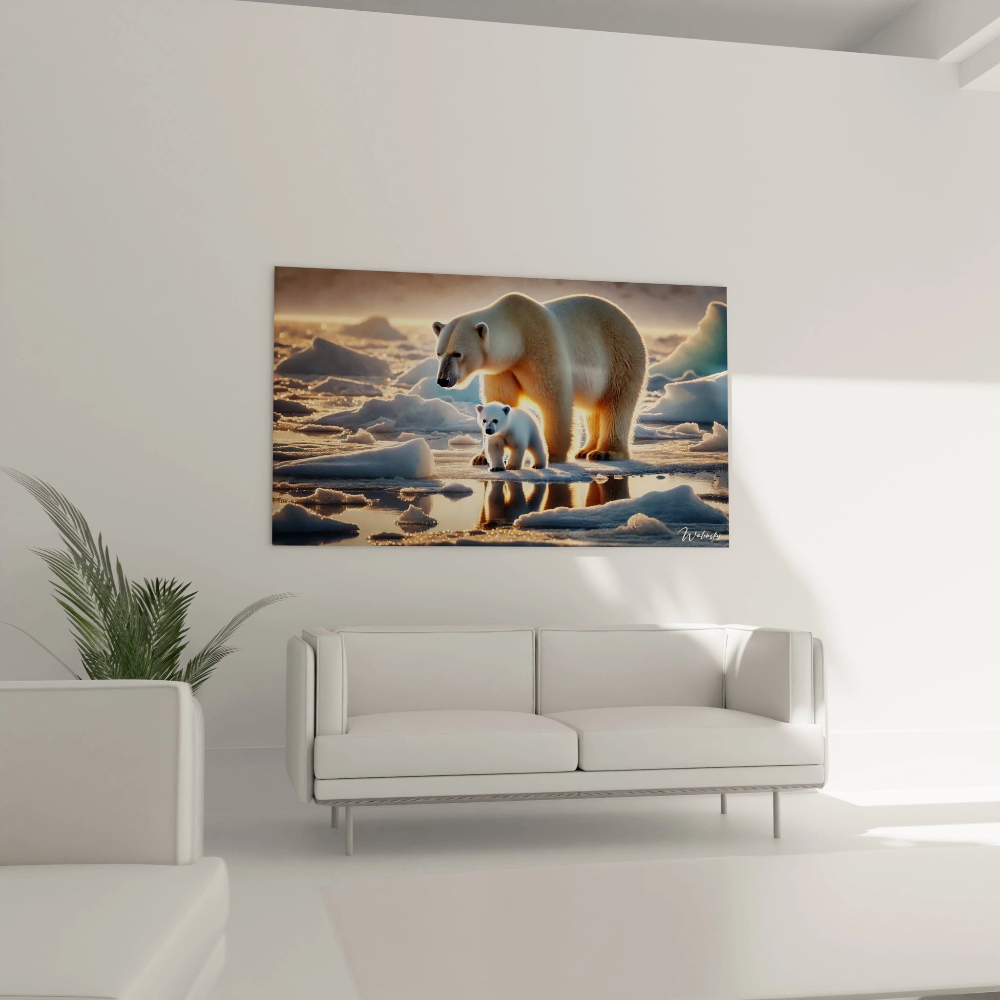 Ce tableau ours polaire ajoute une dimension naturelle et élégante à votre salon. Parfait pour compléter une décoration moderne ou inspirée par la nature.