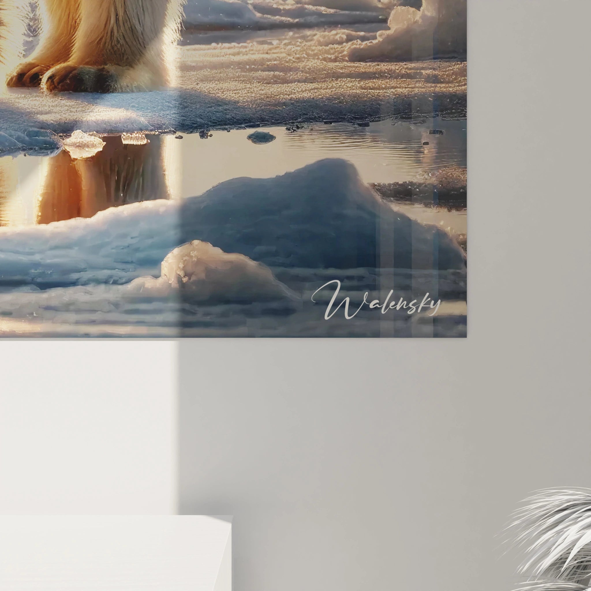 Découvrez les détails fascinants de ce tableau ours polaire, où les textures réalistes du pelage et les reflets de lumière offrent une profondeur visuelle saisissante.