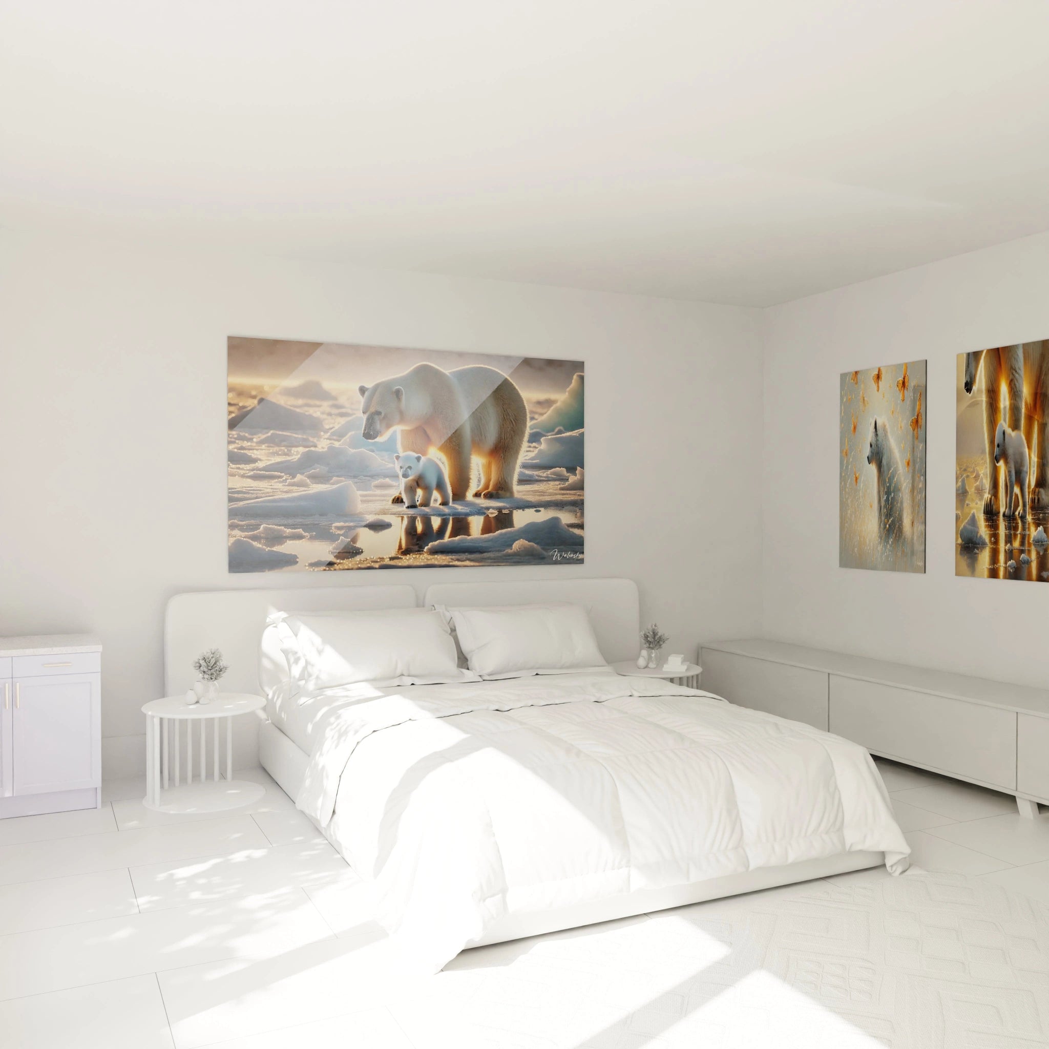 Apportez une touche apaisante à votre chambre avec ce tableau ours polaire. Ses couleurs douces et ses détails réalistes créent une atmosphère sereine et relaxante.