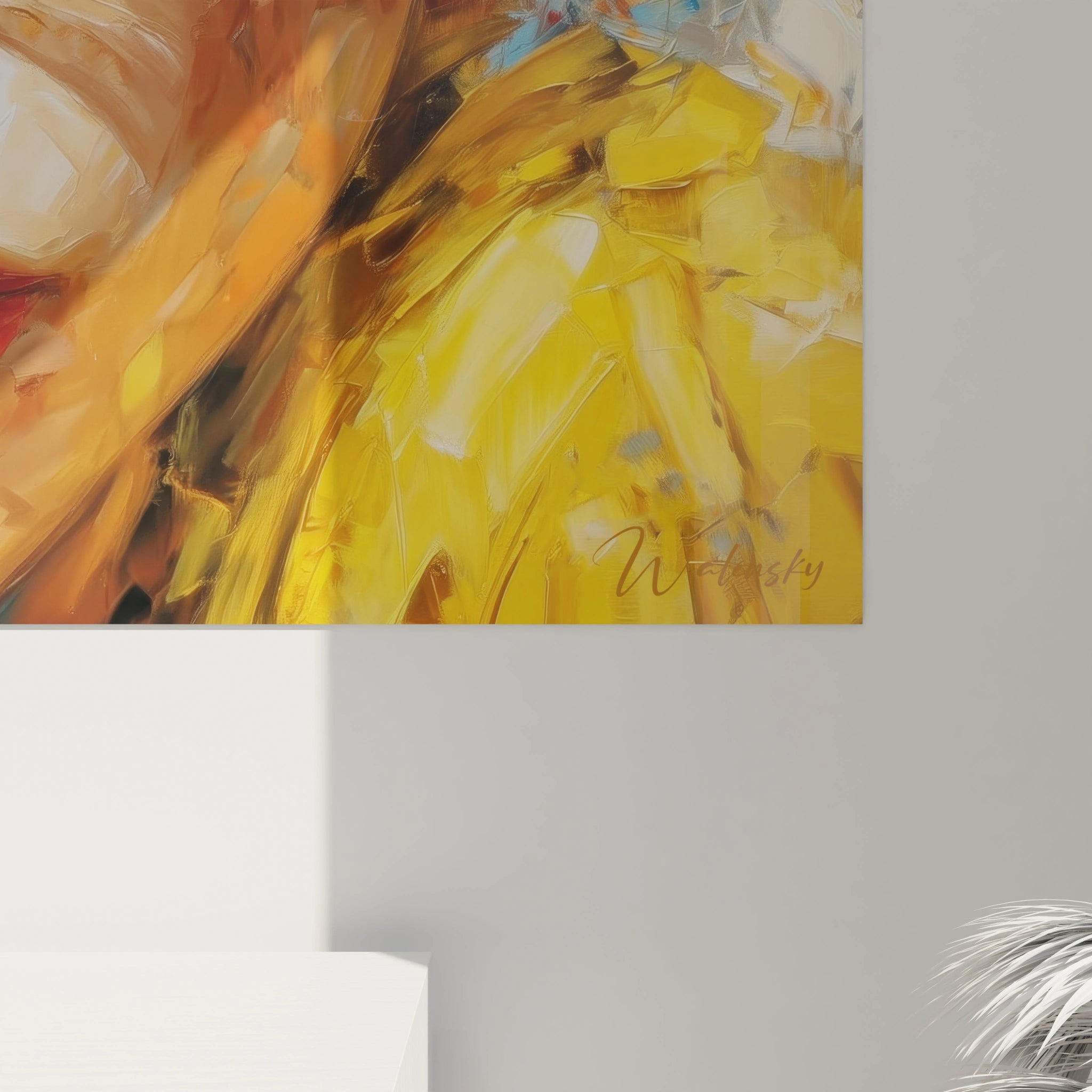 Tableau lunettes dorées de Walensky avec des couleurs vives et un design moderne pour la décoration intérieure