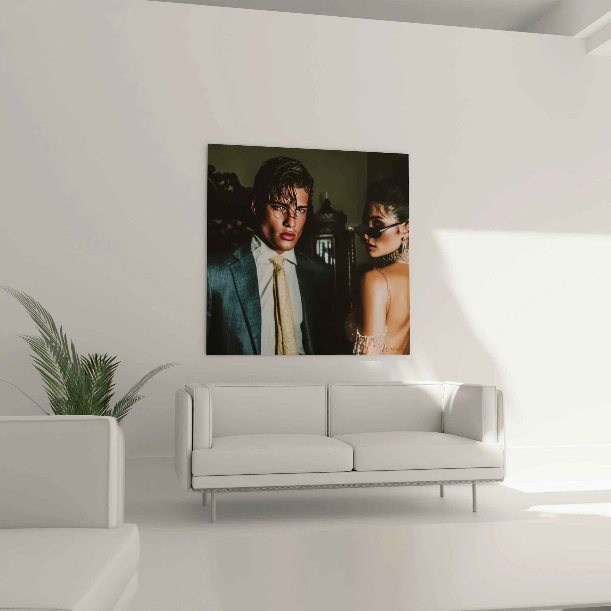 Tableau mural luxe masculin représentant un homme en costume avec une femme élégante