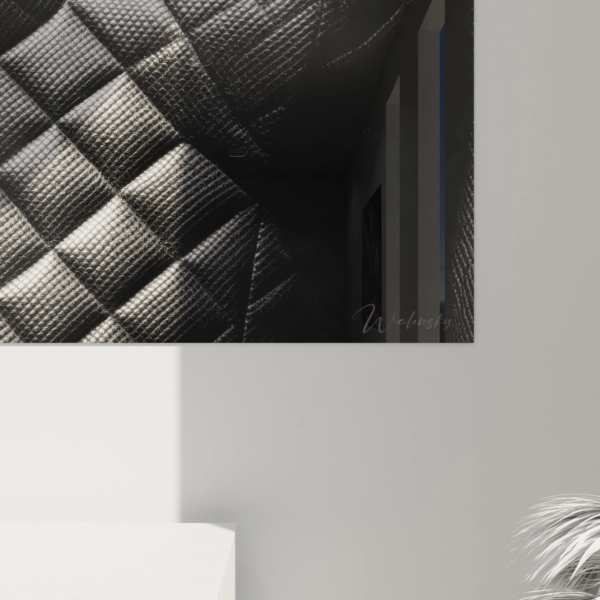 Tableau luxe noir et blanc de Walensky avec un motif texturé en relief et élégant