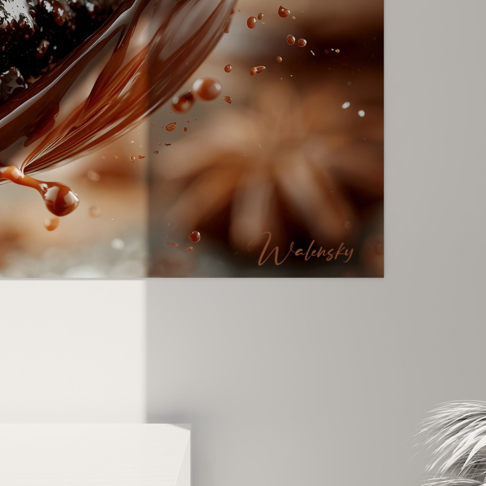 Grain de l'impression révélant les gouttes chocolat brunes et le sucre glace blanc du macaron