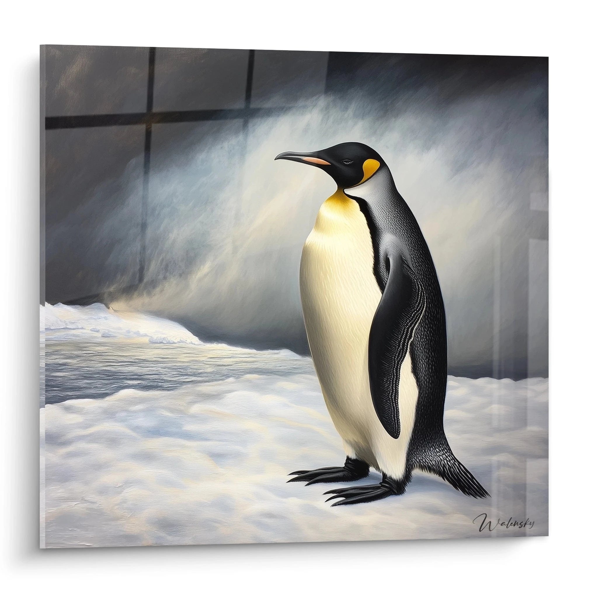 Tableau manchot king penguin sur fond de neige et lumière douce par Walensky