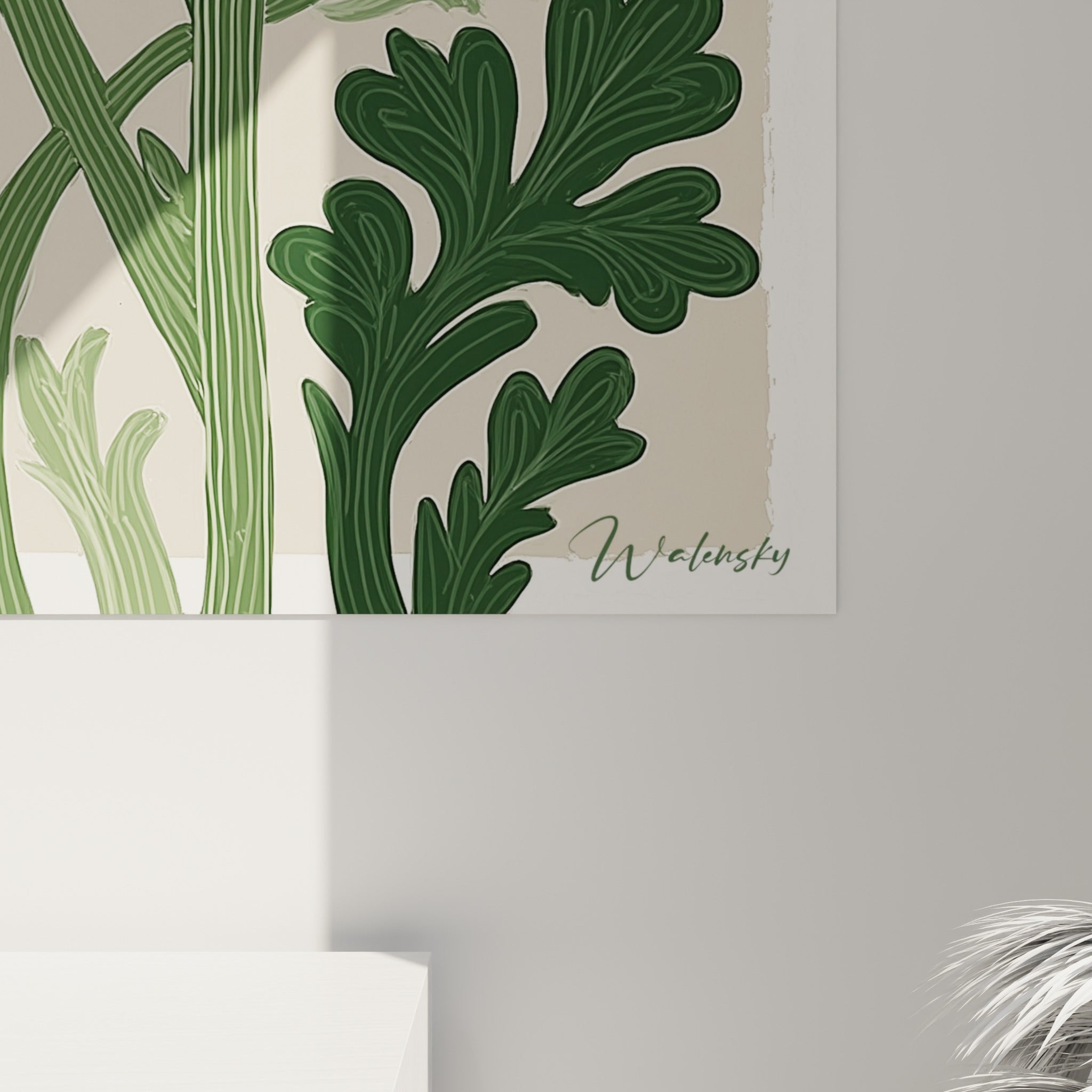 Grain de l'impression révélant les traits fins des pétales blancs et le vert sombre du feuillage