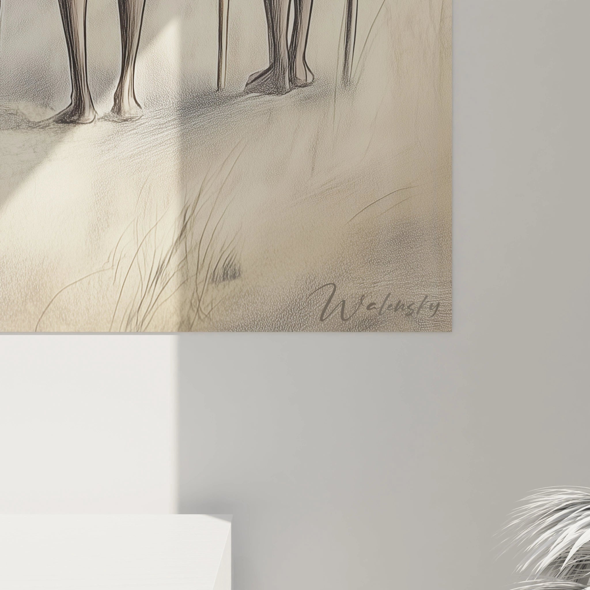 Tableau africain mural Walensky avec illustration de feuilles vertes et jaunes pour décoration intérieure